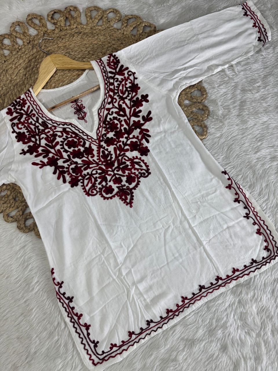 Rayon Ari Work Short Kurta