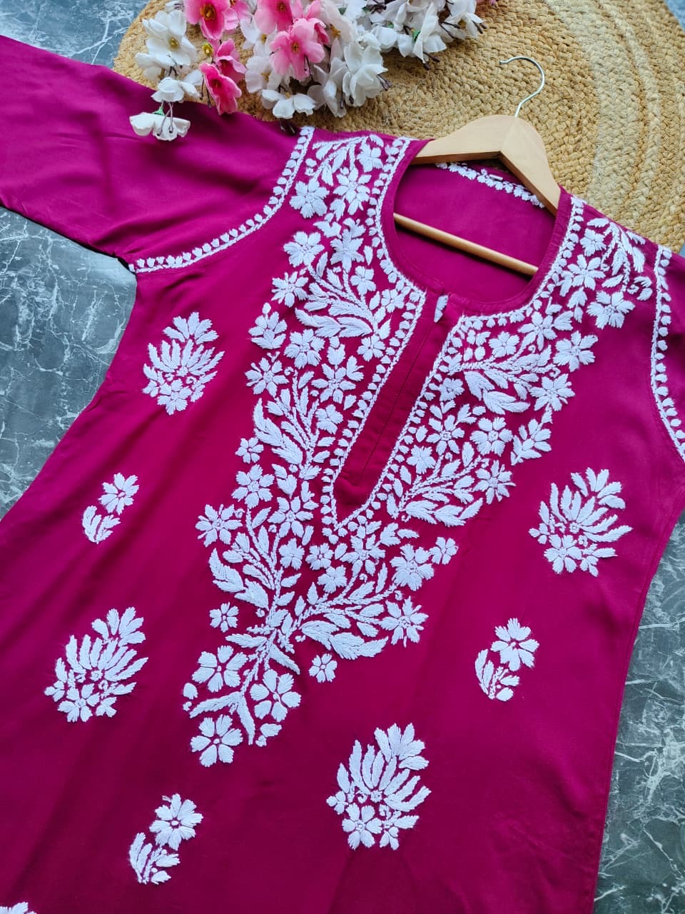Soft Rayon Long Handwork Kurtis