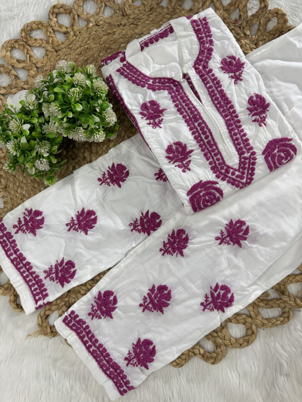 Mul Cotton Co-ord Set Short Kurta Pant