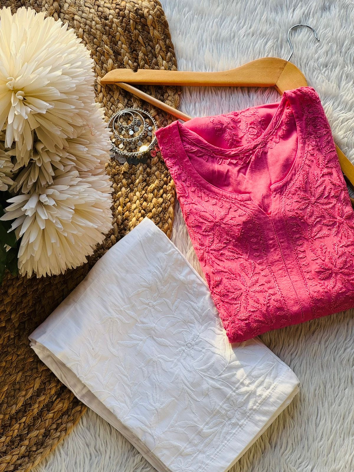 beautiful rose boota rayon kurti