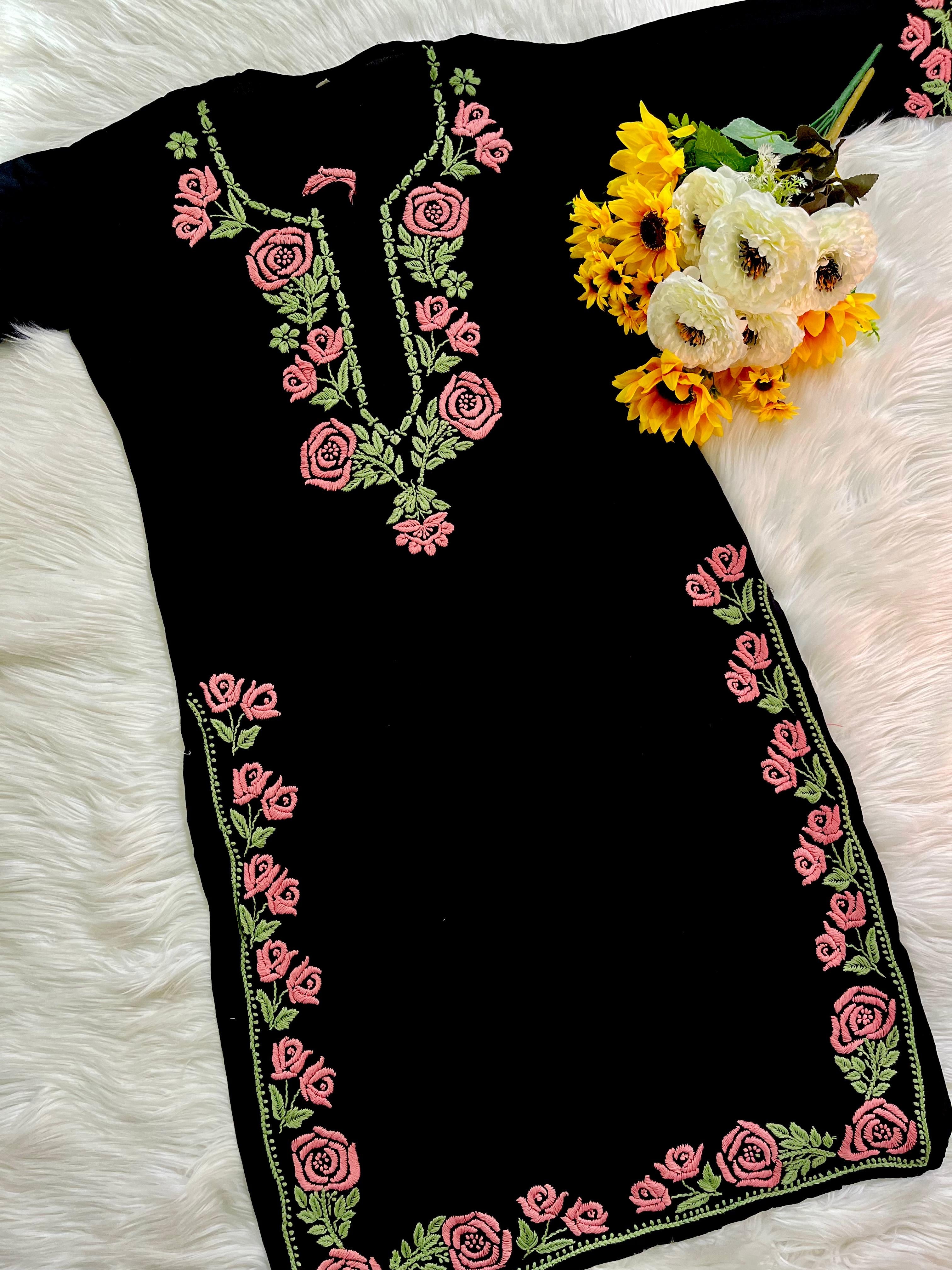 Sanya Floral Threaded Chikankari Kurta