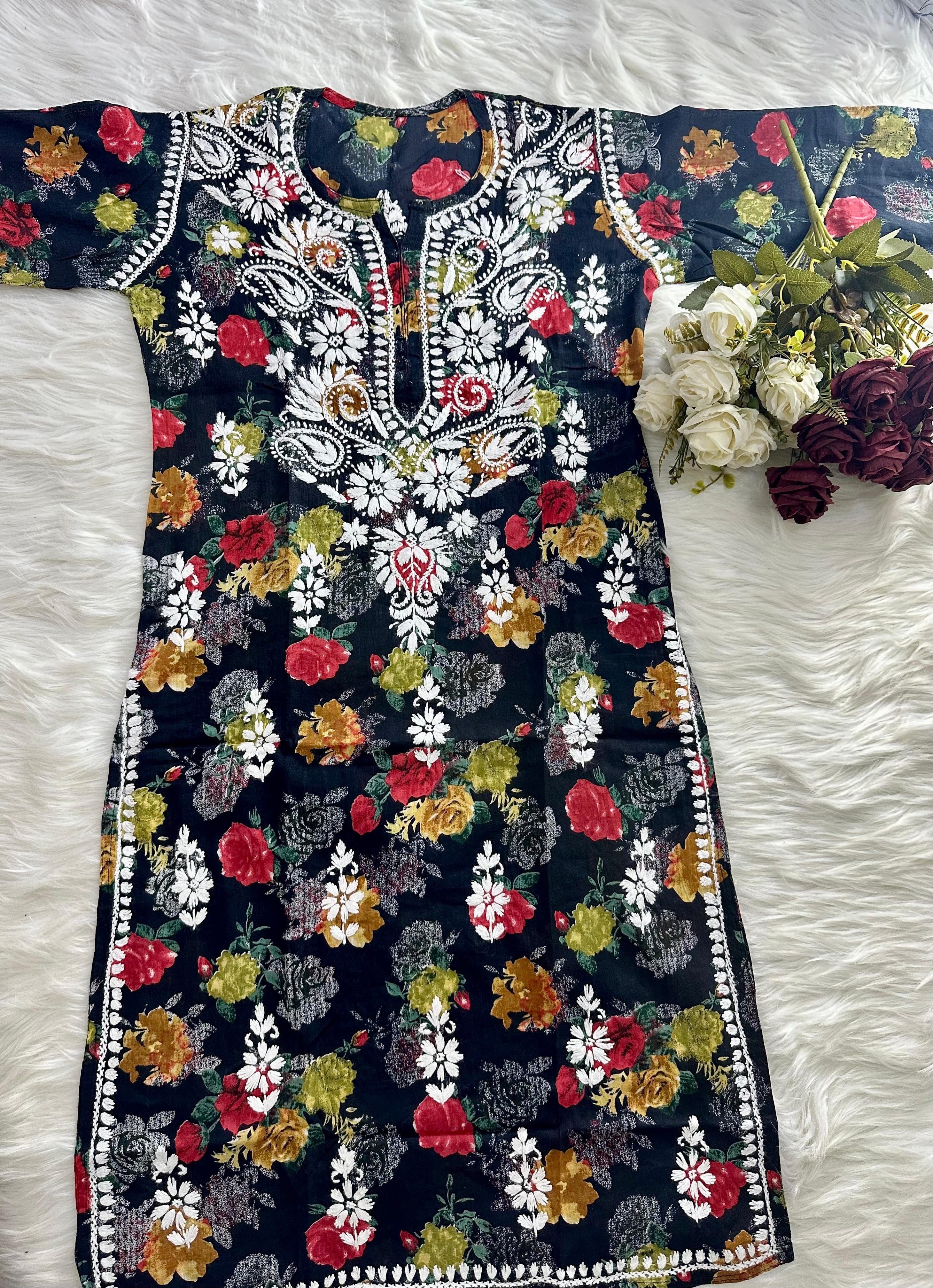 lightweight breathable mul printed long Kurtis