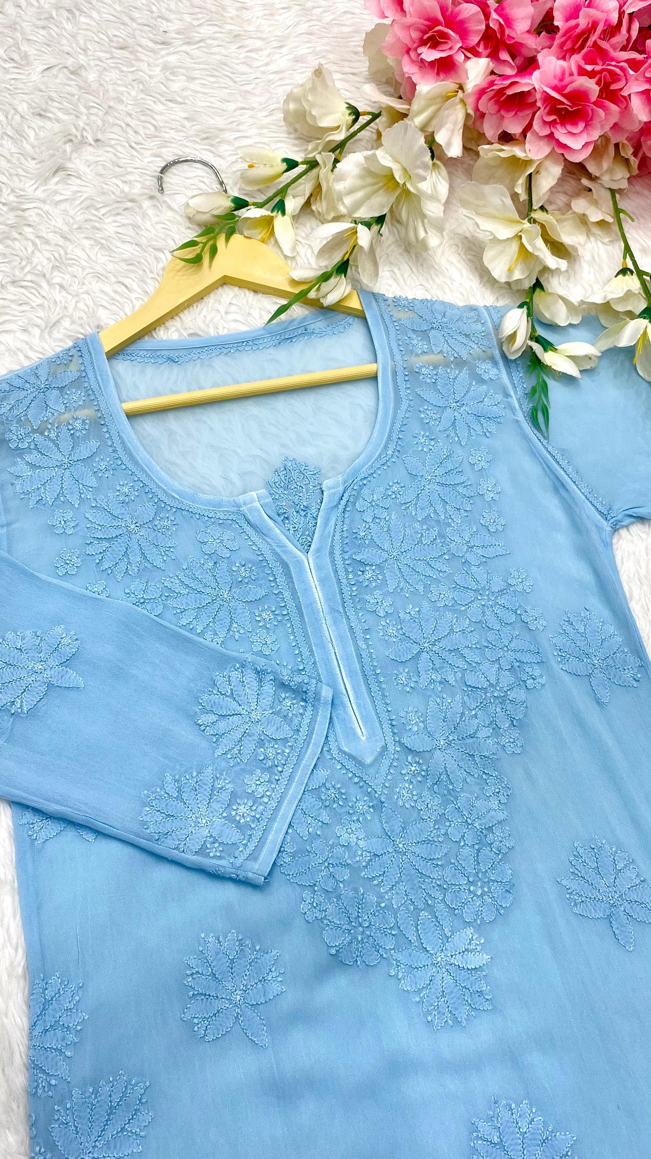 Viscose Handmade Embroidered chikankari