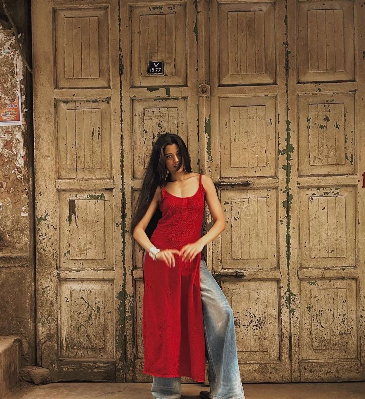 beautiful Muslin noodle strap kurta adjustable strap