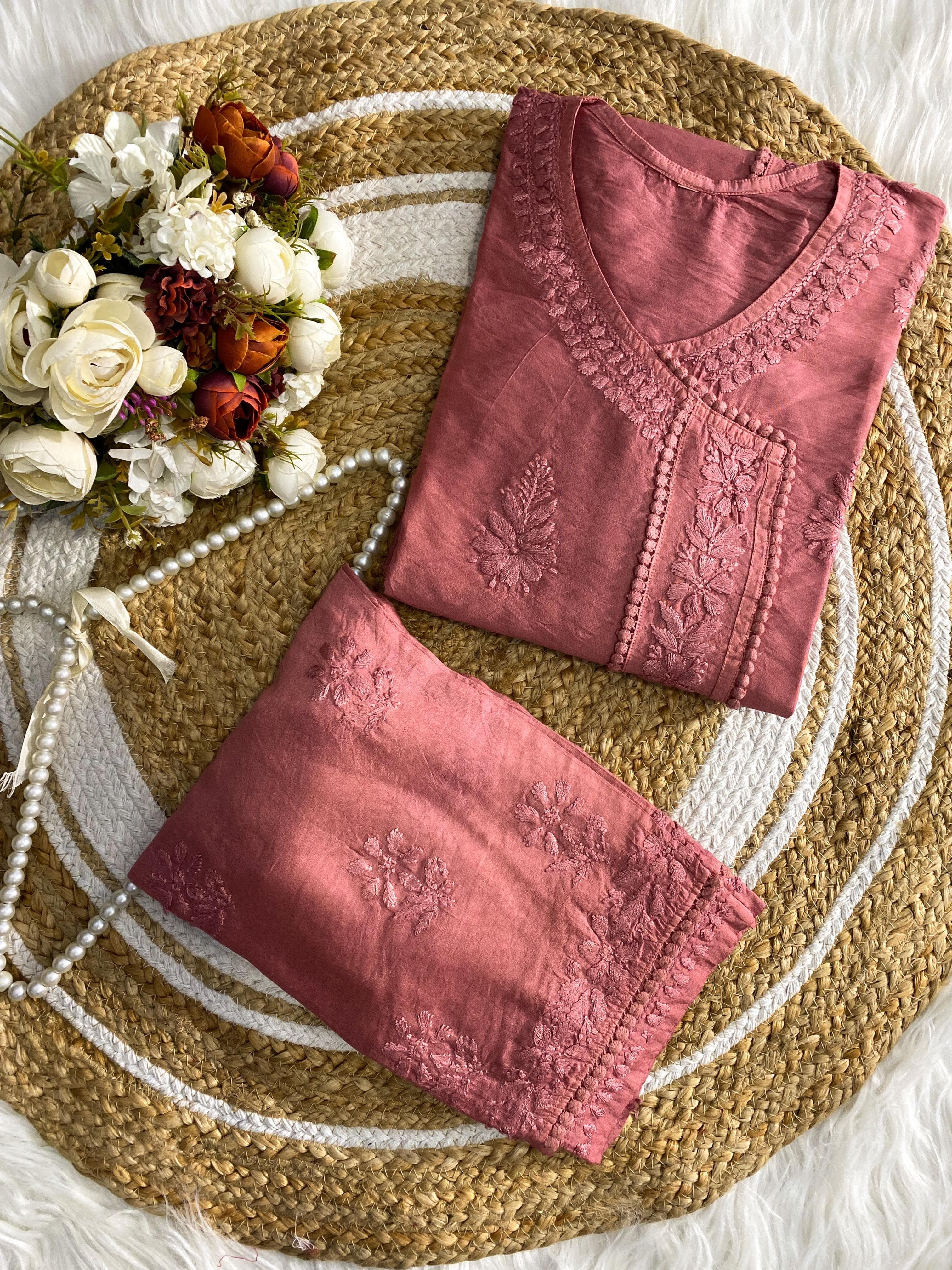 soft Chanderi Angarkha-style kurti