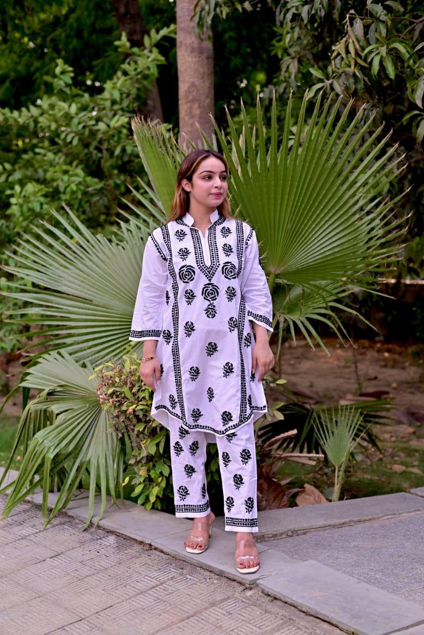 Mul Cotton Co-ord Set Short Kurta Pant