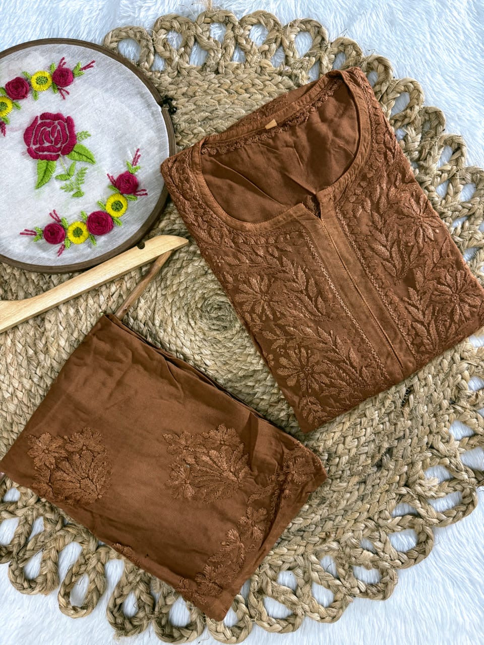 Rangrez Luxury Feel Rayon Kurta and Free size plazzo