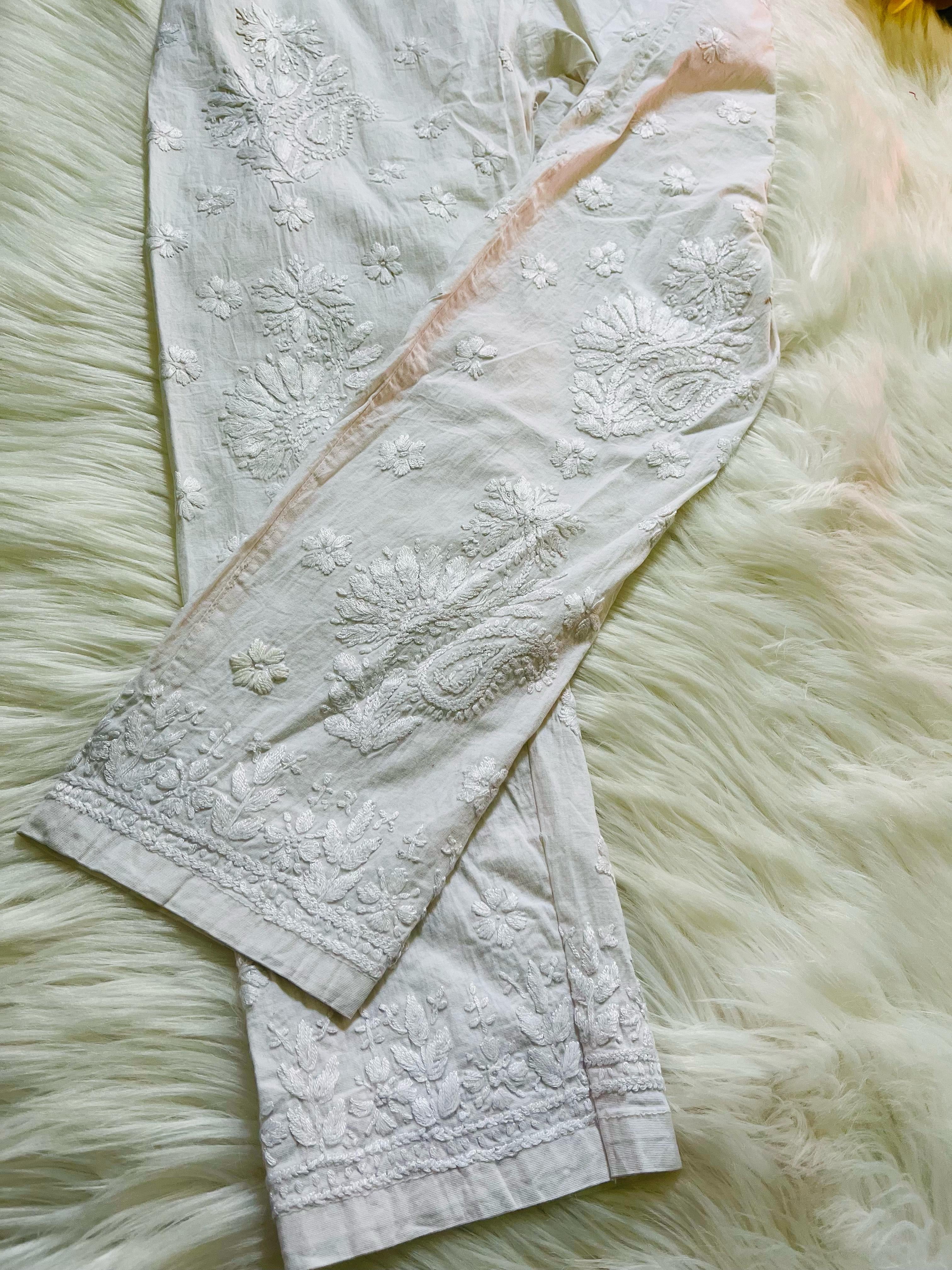 Plus size White Celebrities Favourite Chikankari combo