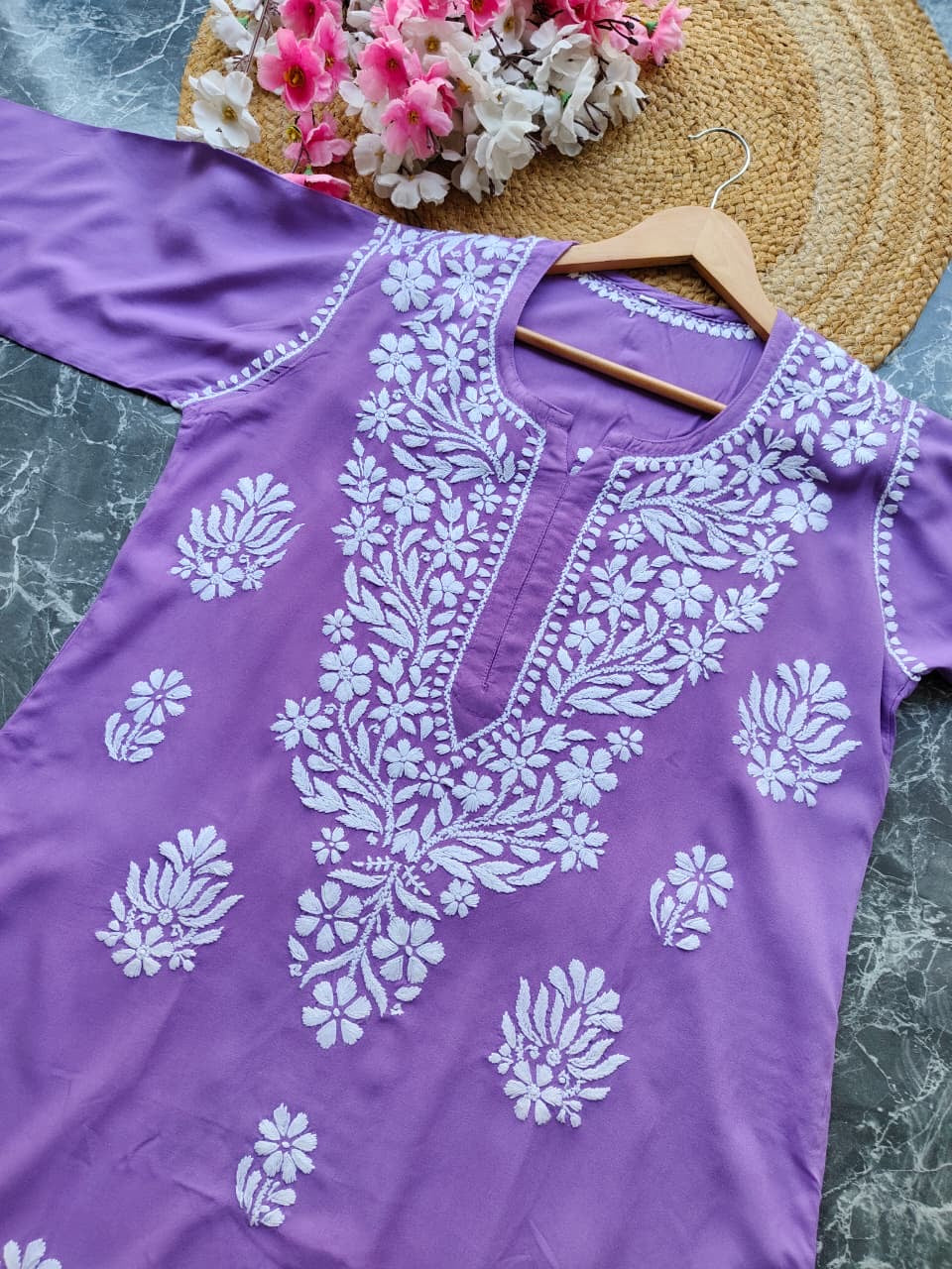 Soft Rayon Long Handwork Kurtis