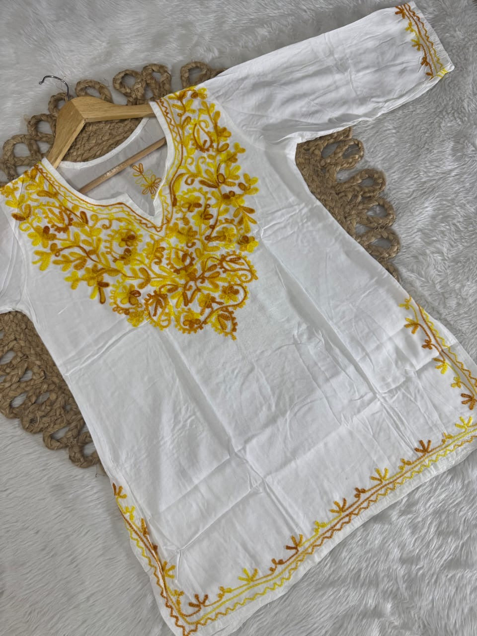 Rayon Ari Work Short Kurta