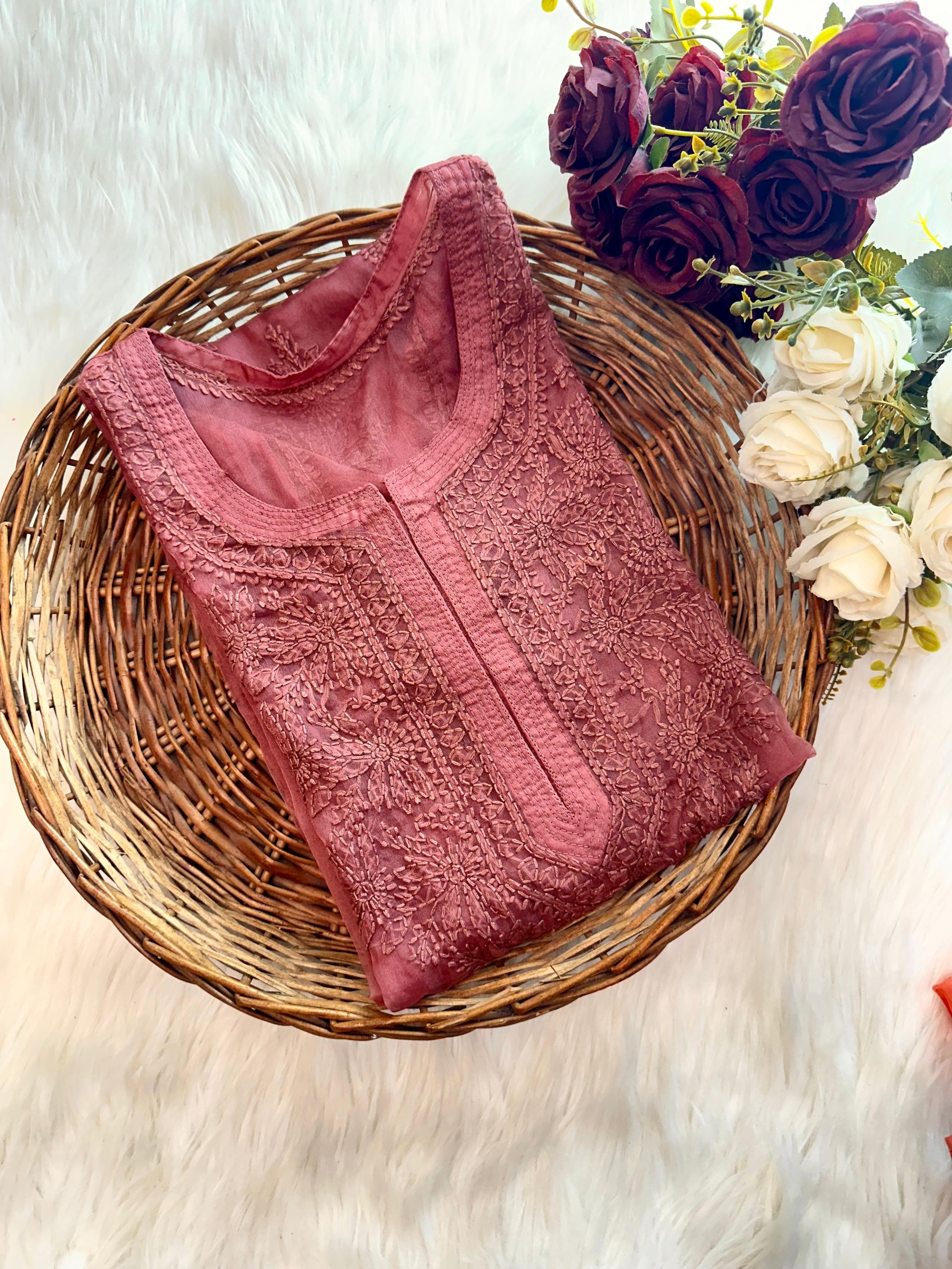 Organza Dyes Kurta Handcrafted With inner