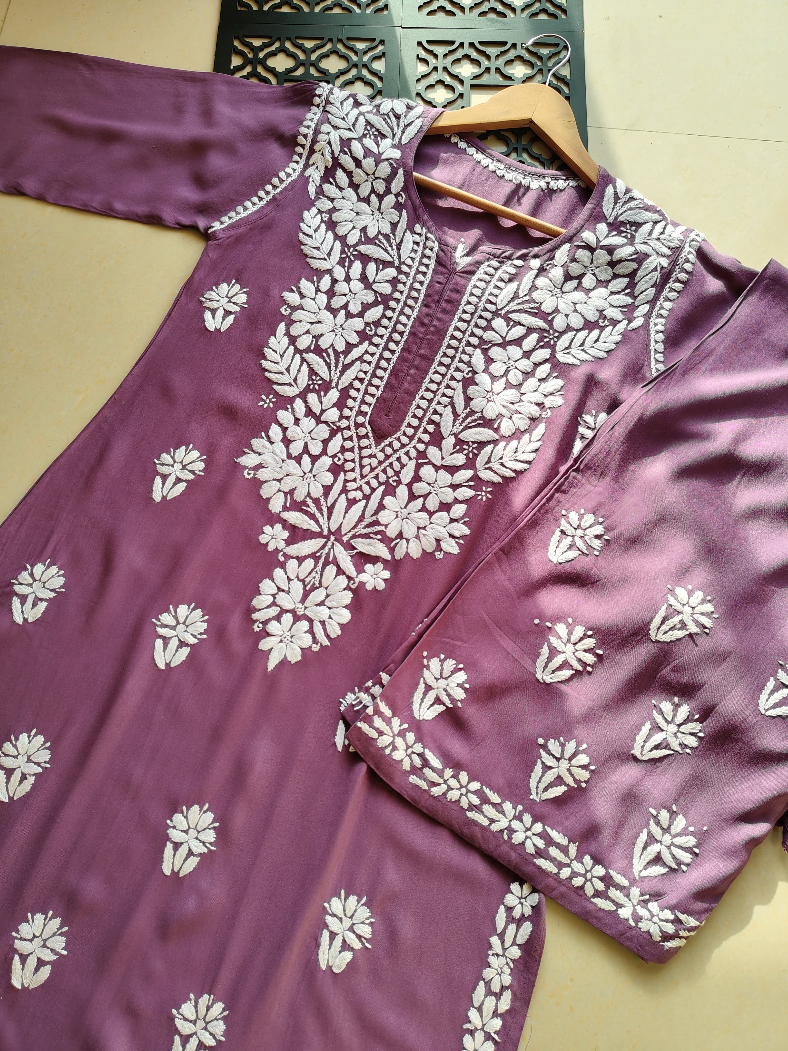 Rayon Flowers Embroidery Kurta and Plazzo