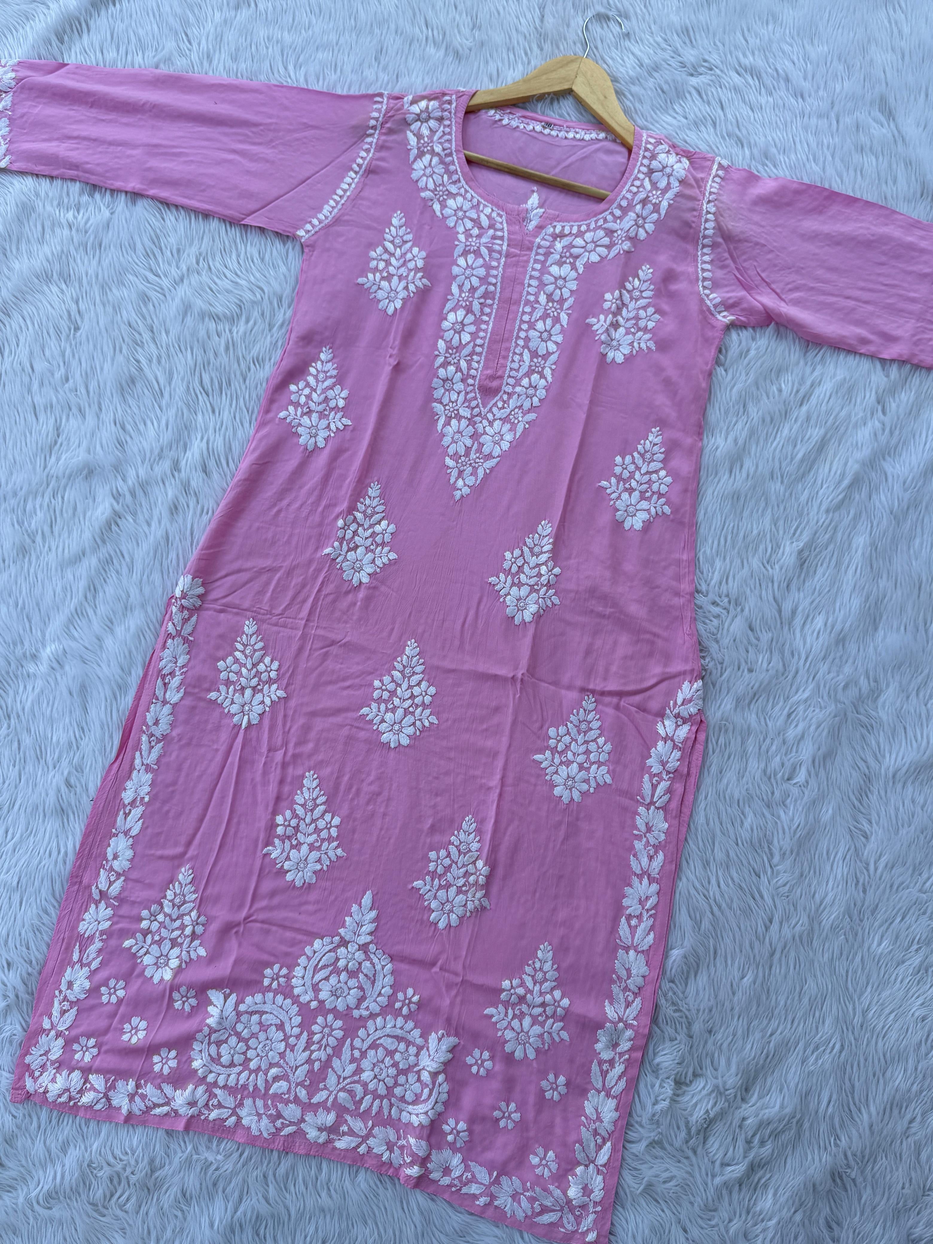 Heavy Modal Cotton Daman Handcrafted Kurta