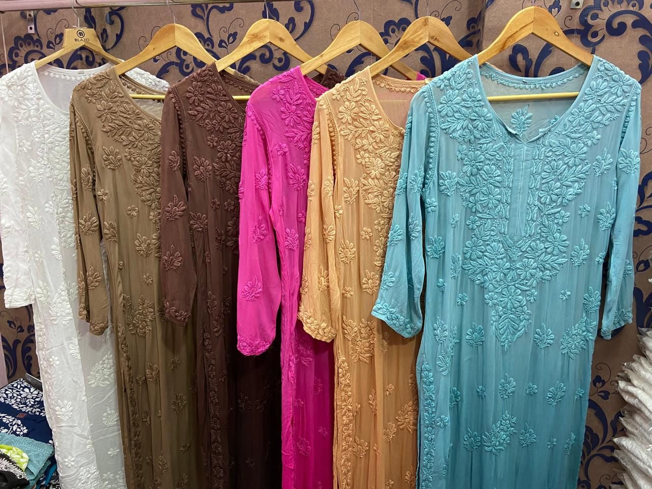 Heavy viscose 3d front & Back worked pure kurta