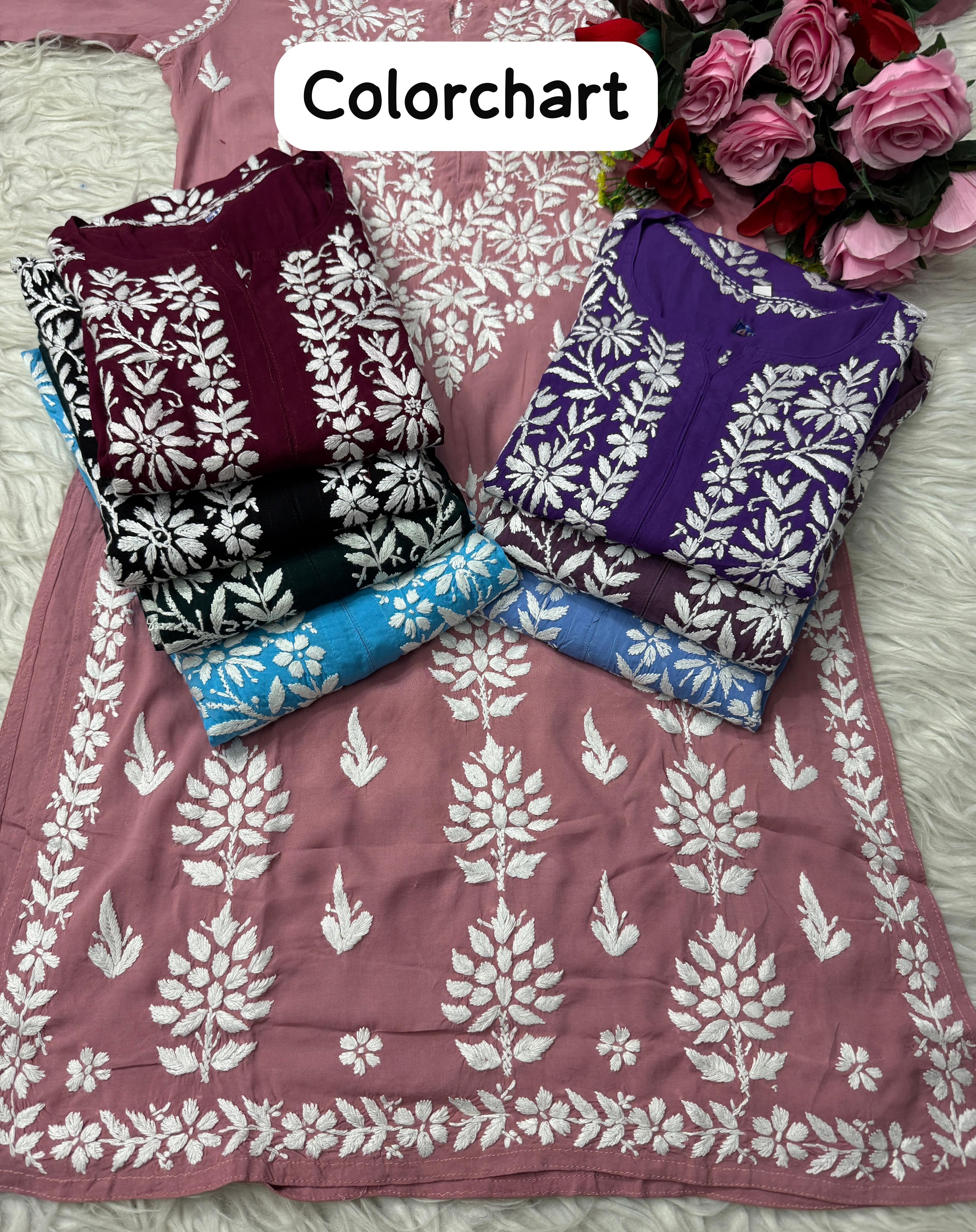 Heavy hand embroidery Modal Cotton Kurta