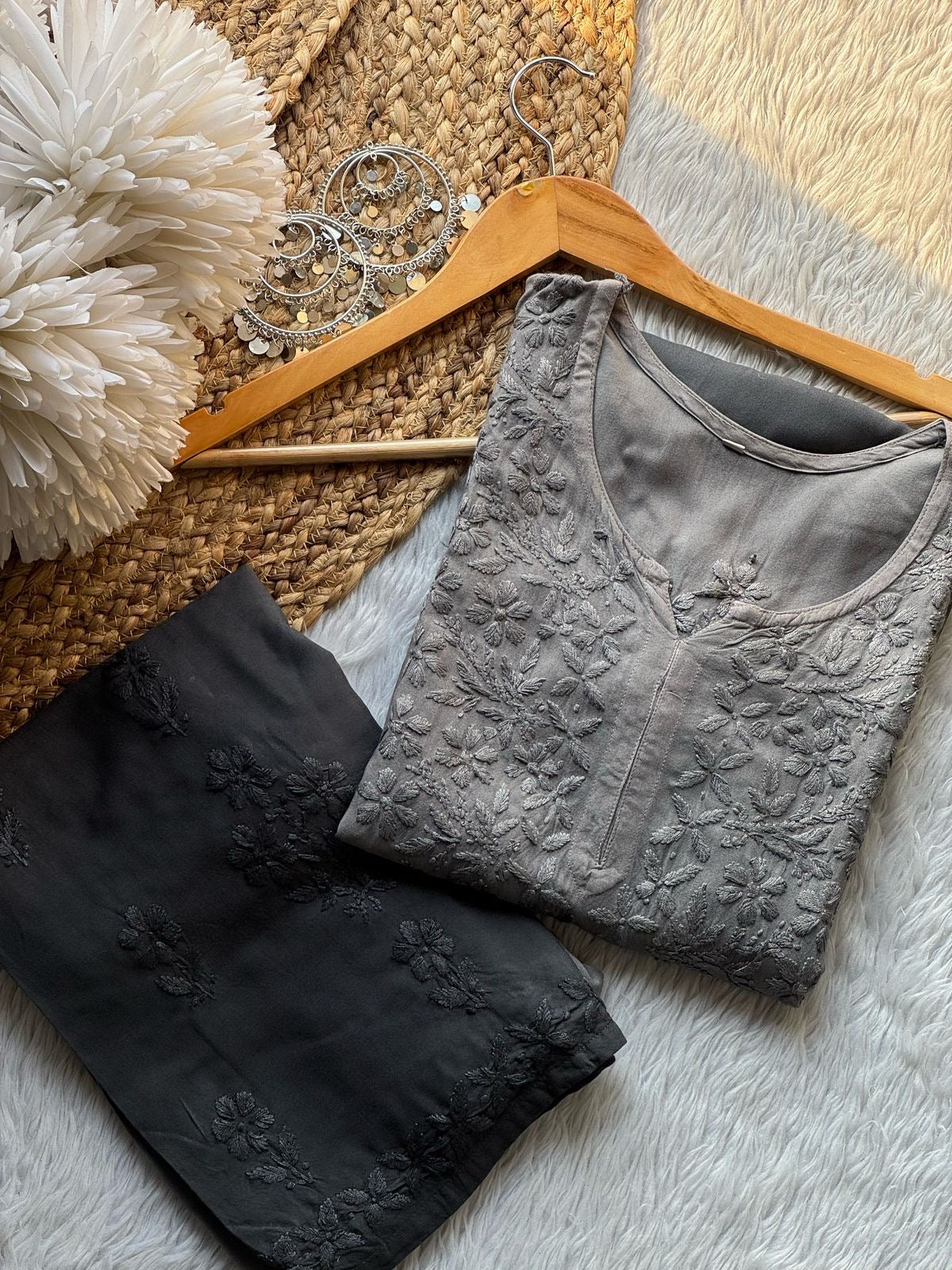 Rangrez Handcraft Embroidered Pastel’s Shades Kurti + Plazzo