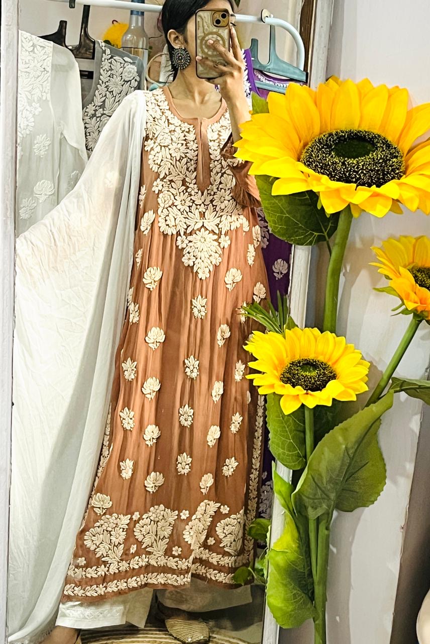 Viscose 3d Work Detailed Worked Kurta Only