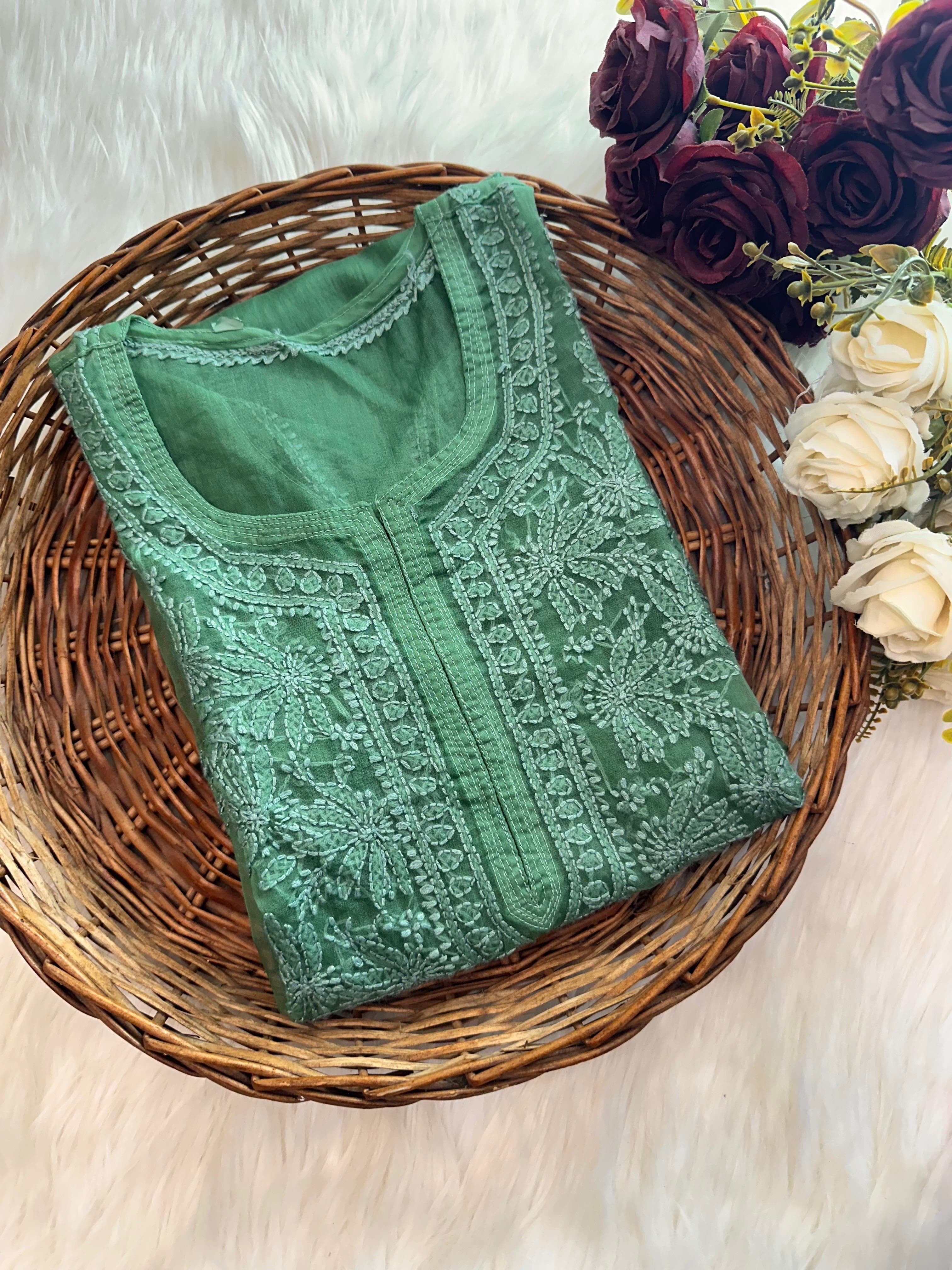 Organza Dyes Kurta Handcrafted With inner