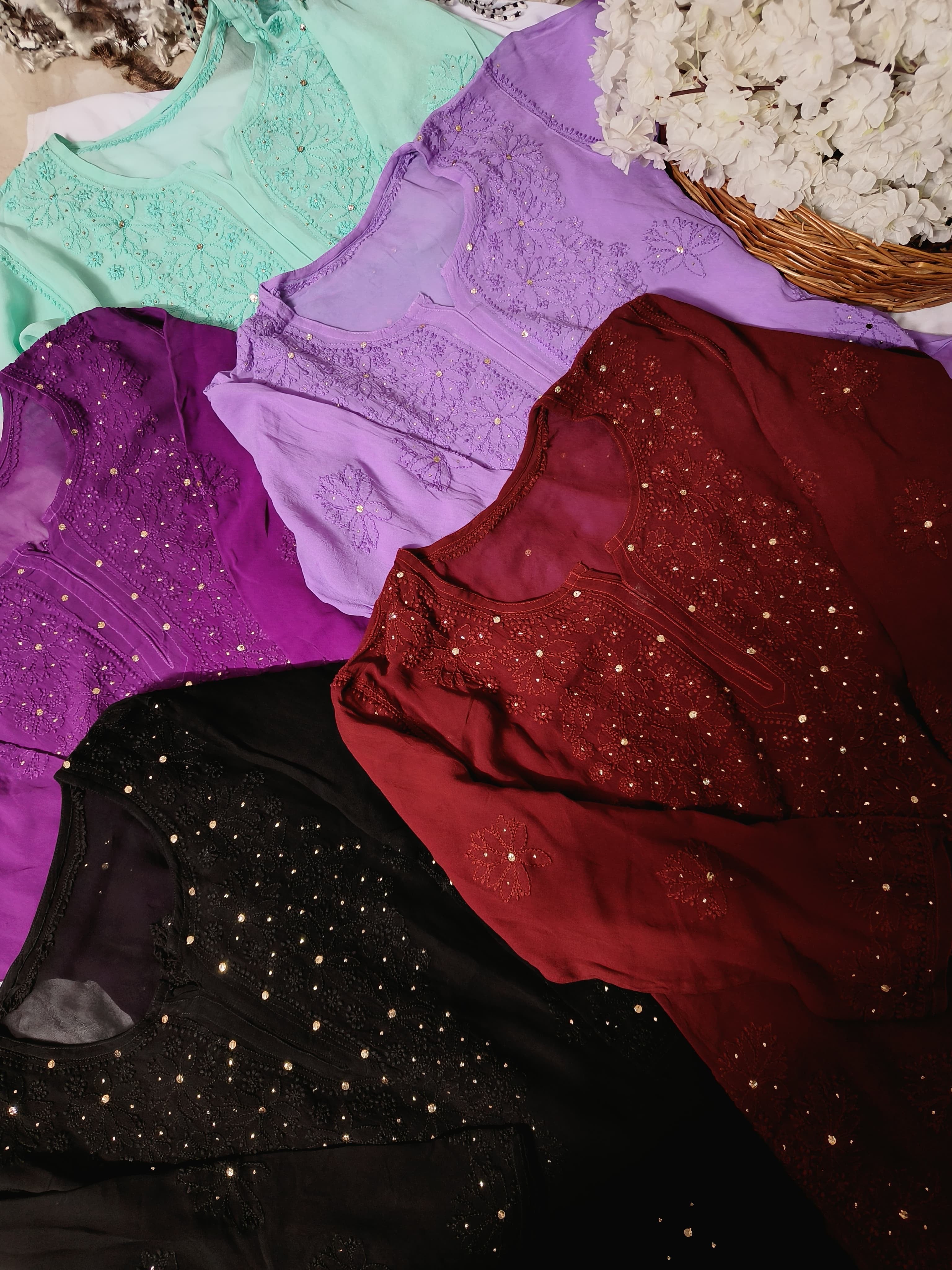 Muqaish Worked Hania Chikankari Kurta