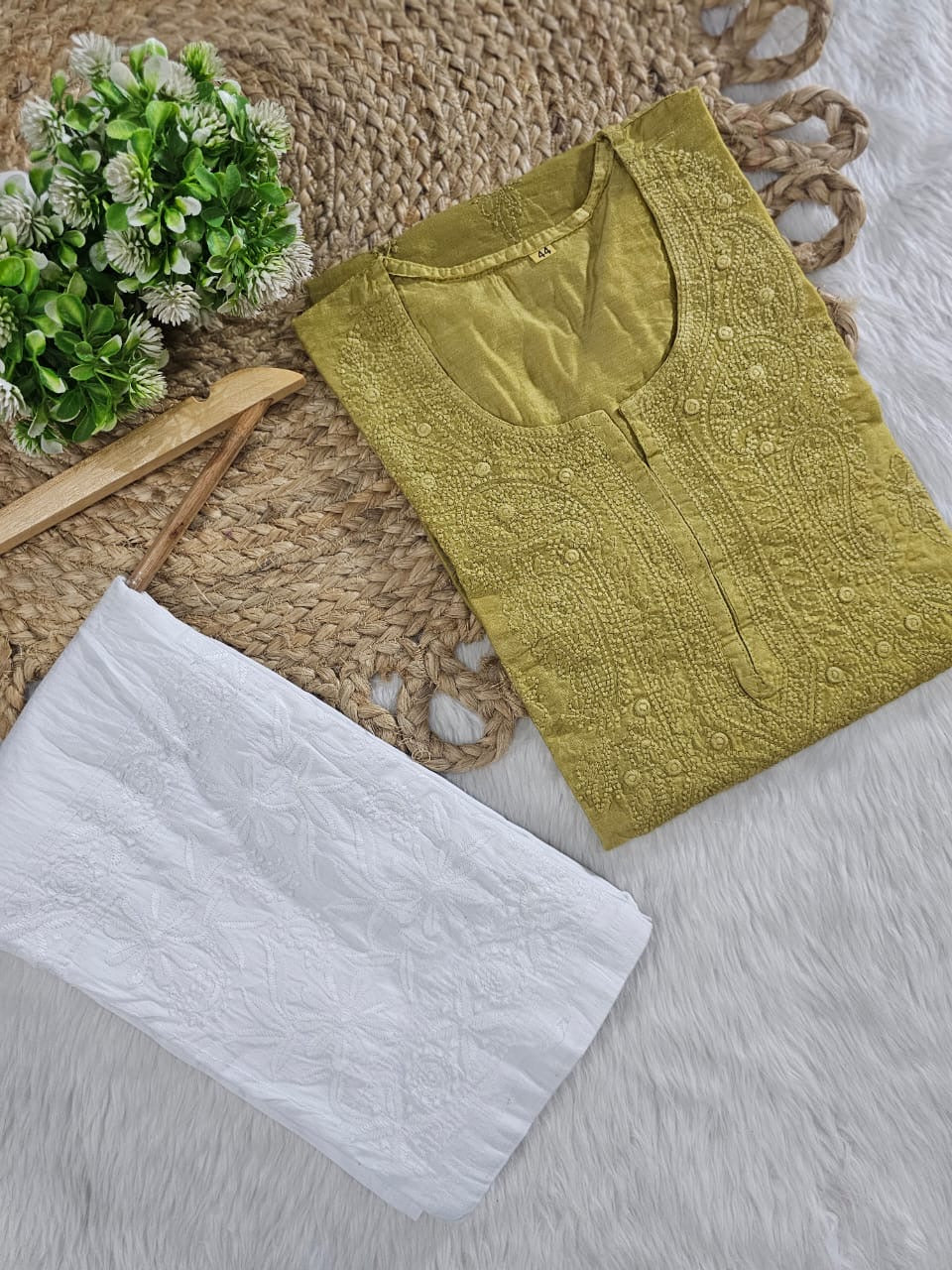 Exclusive chanderi dual shades machine work kurti