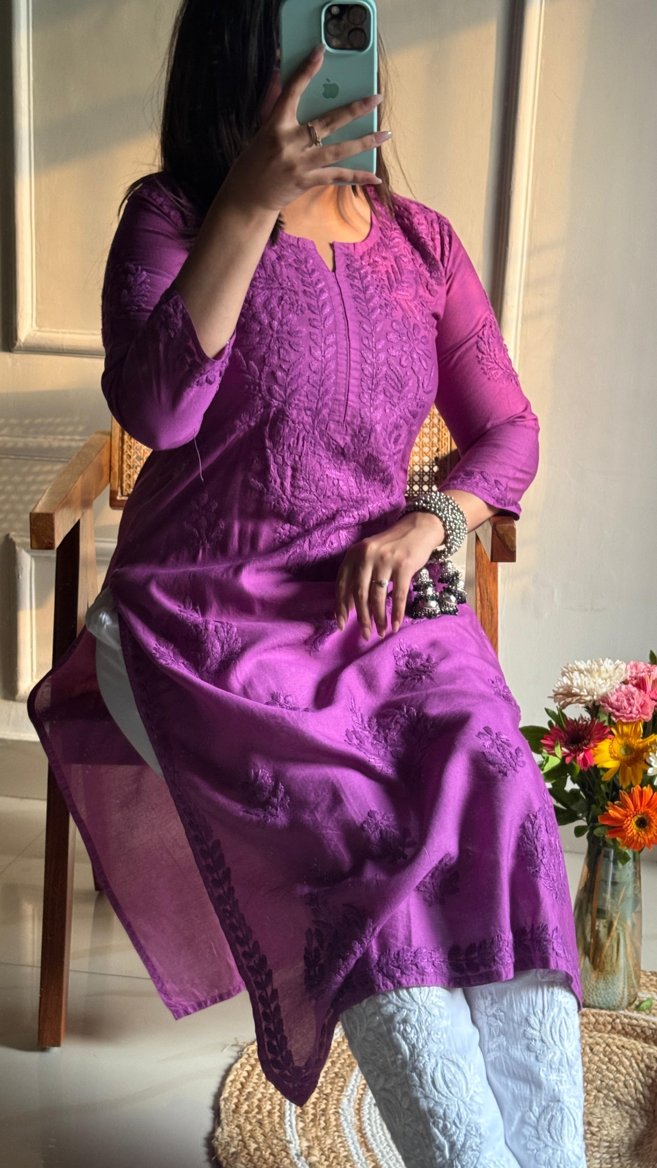 Lightweight Butter soft Chanderi silk Dyed Kurtis