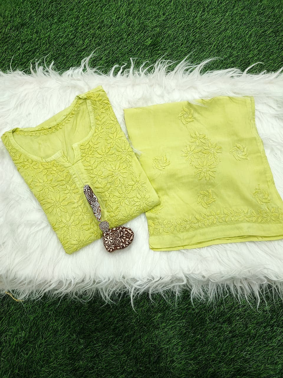 Anaya Rangin Chikankari 3d Work Handworked Set