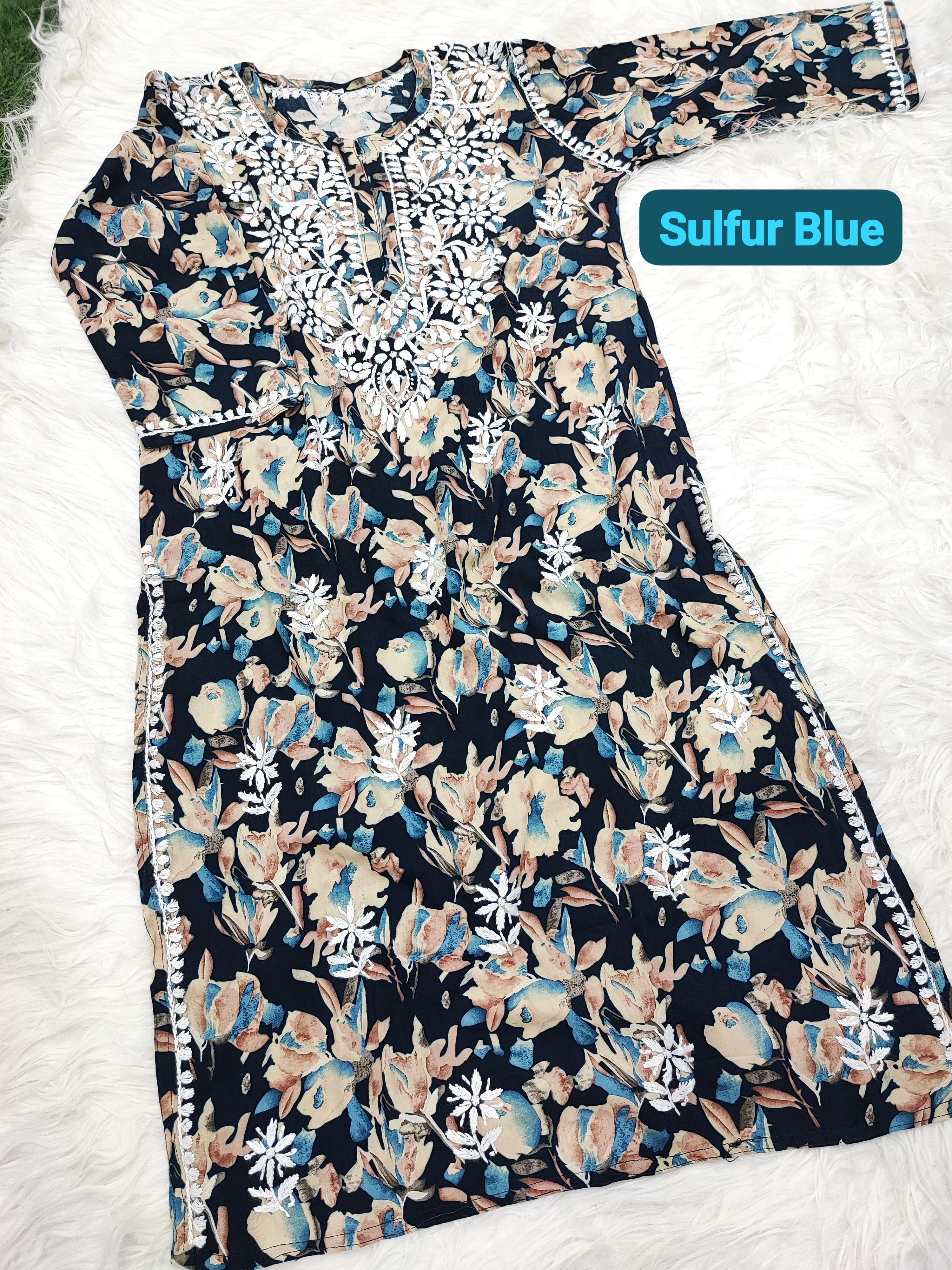 Iron Free Comfy Perfect Ready Chikan Floral Kurta