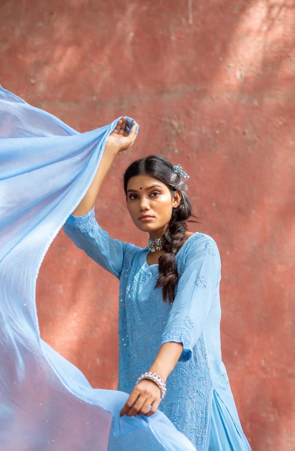 3 Layer Muqaish Resham Gharara Visose - chikankariofficial