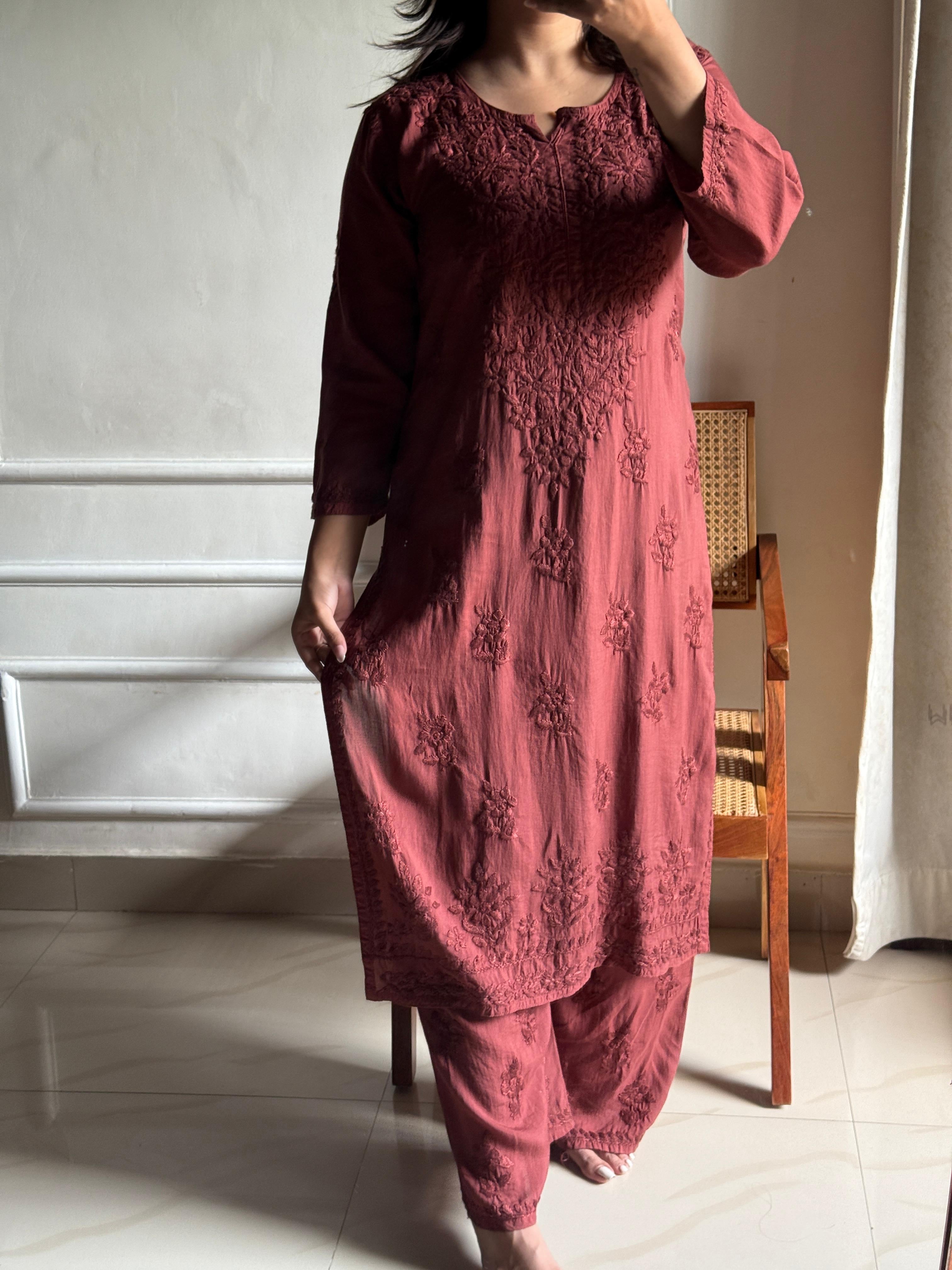 Anaya Rangin Soft Modal Heavy Work Kurta Set