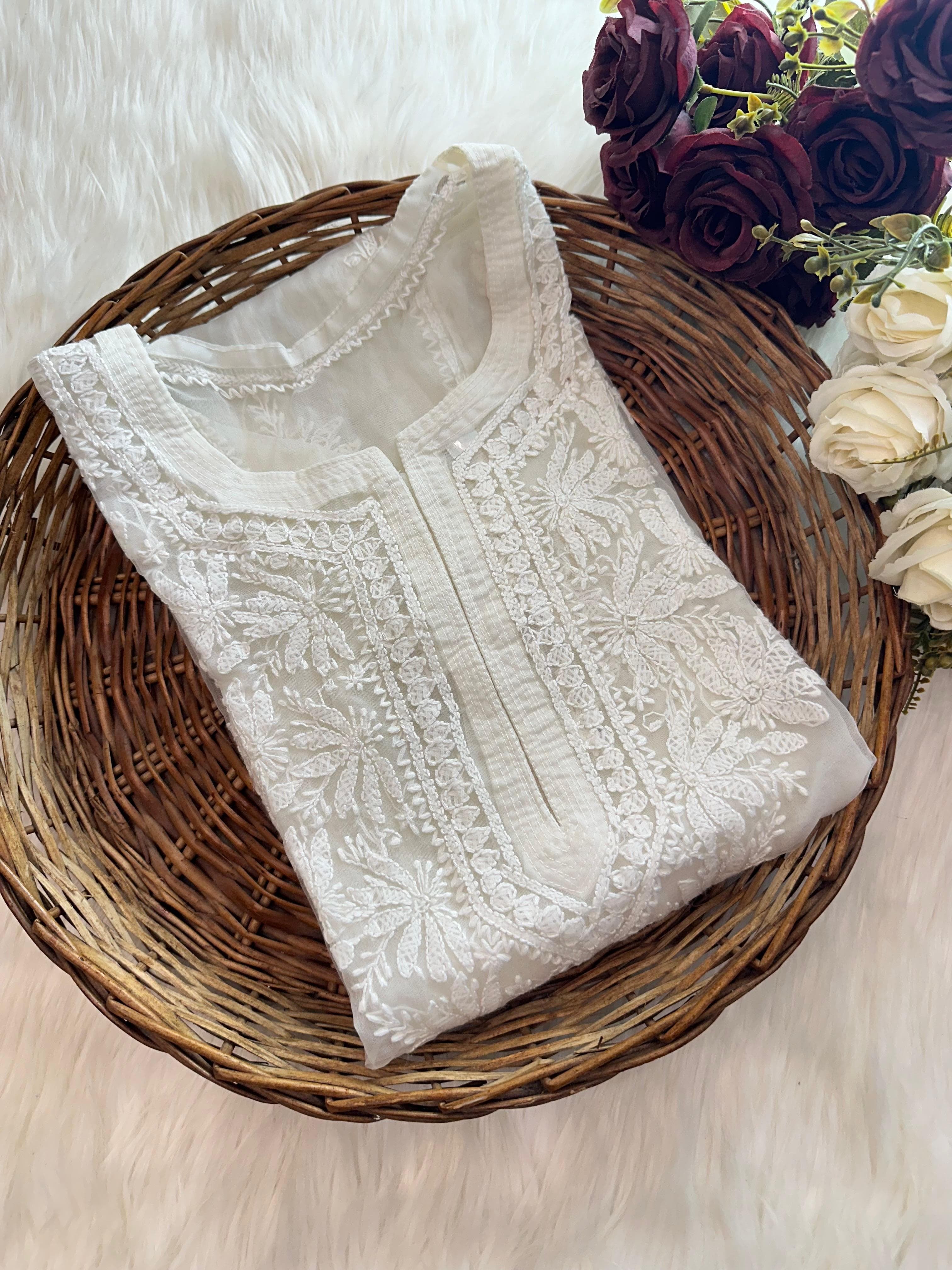 Organza Dyes Kurta Handcrafted With inner