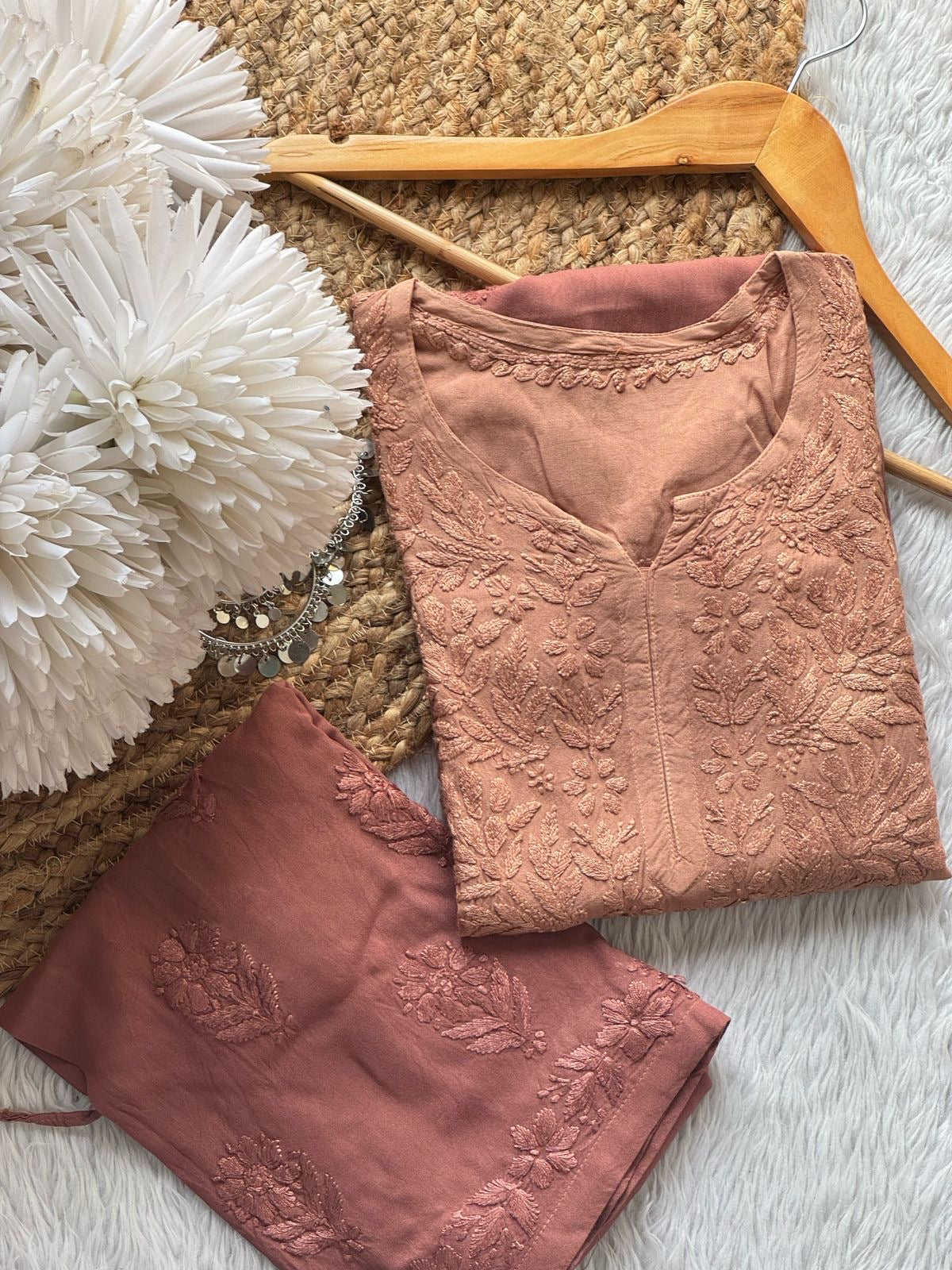 Rangrez Handcraft Embroidered Pastel’s Shades Kurti + Plazzo