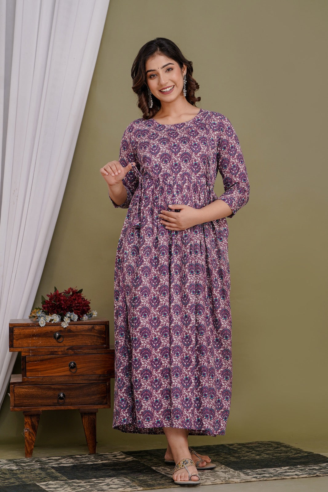 Cotton Gown for maternity and feeding