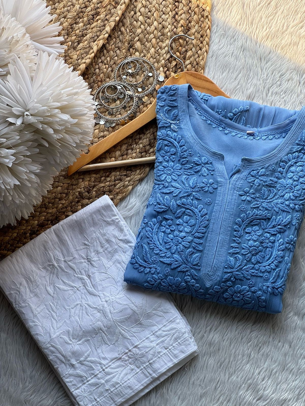 3d Luxe Viscose Flower Jaal Kurta