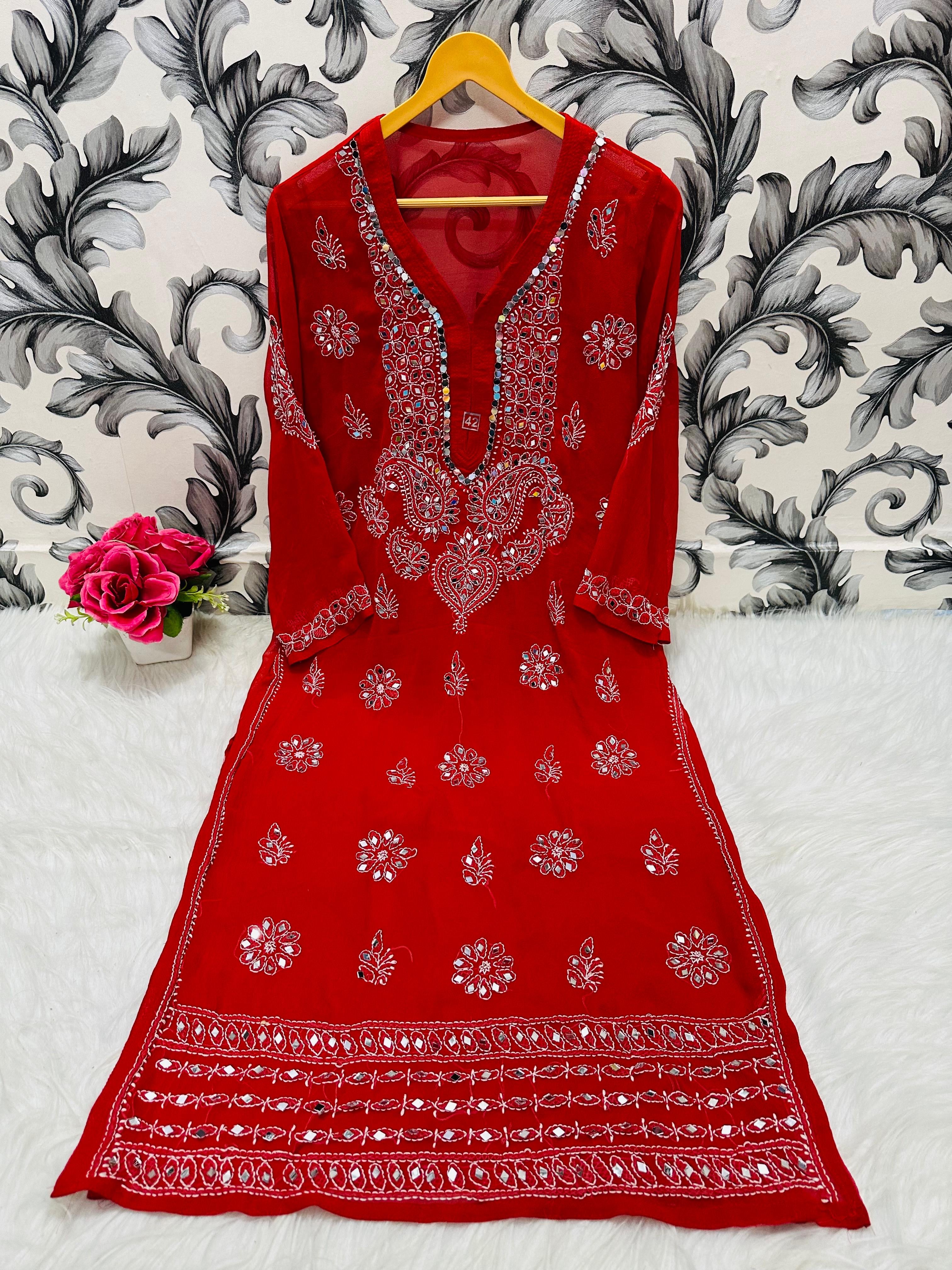 Heavy Gala Daman Mirror Kurta with inner