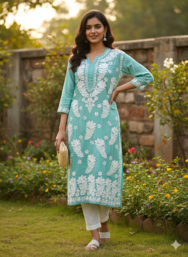 Creepe Silk Heavy work lucknowi Luxury Kurta