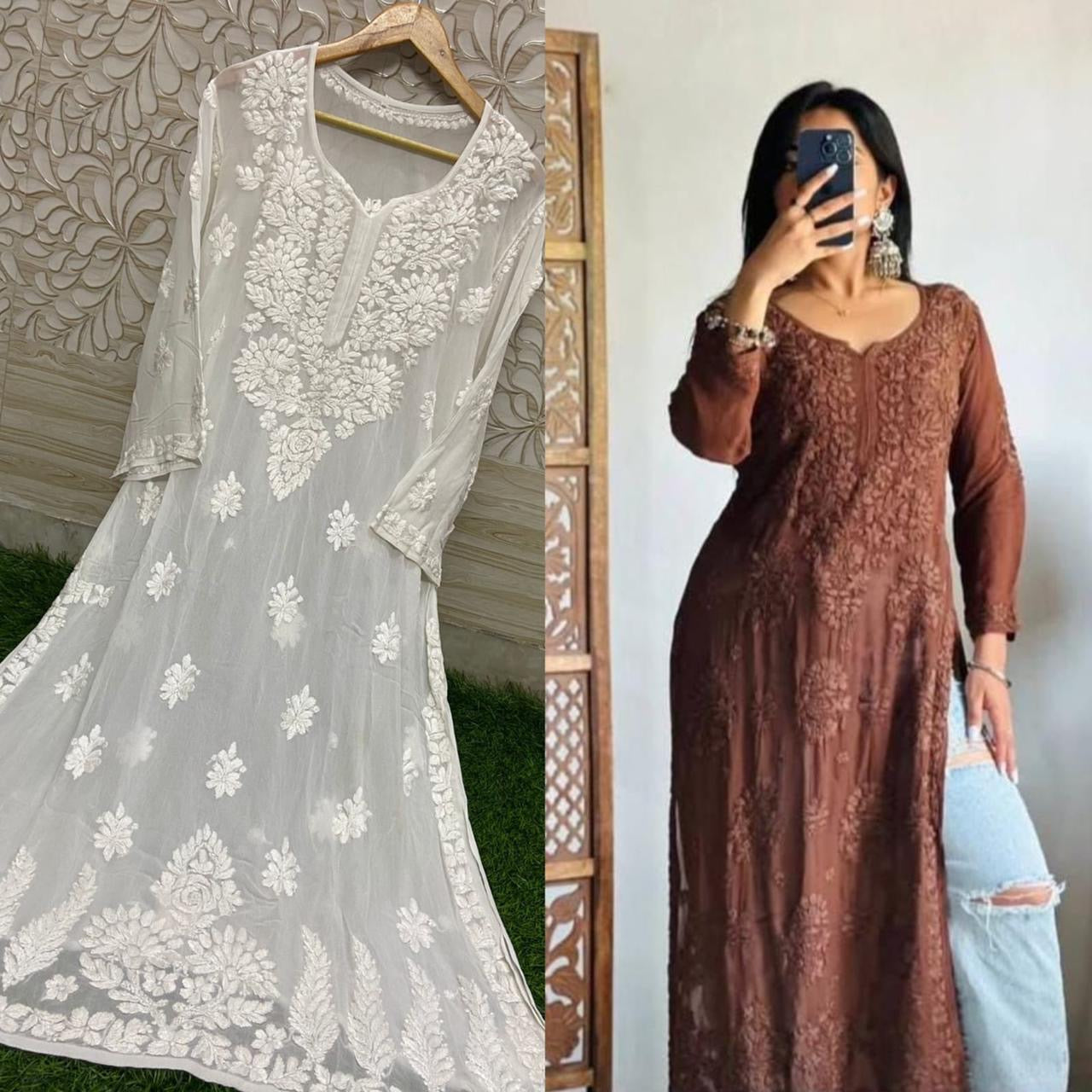 Heavy Viscose Front and Back side Worked Kurta