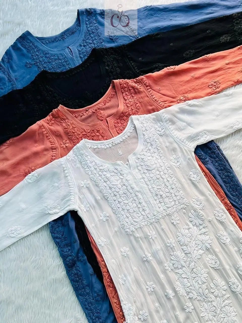 3D Luxe Viscose Kurta - chikankariofficial