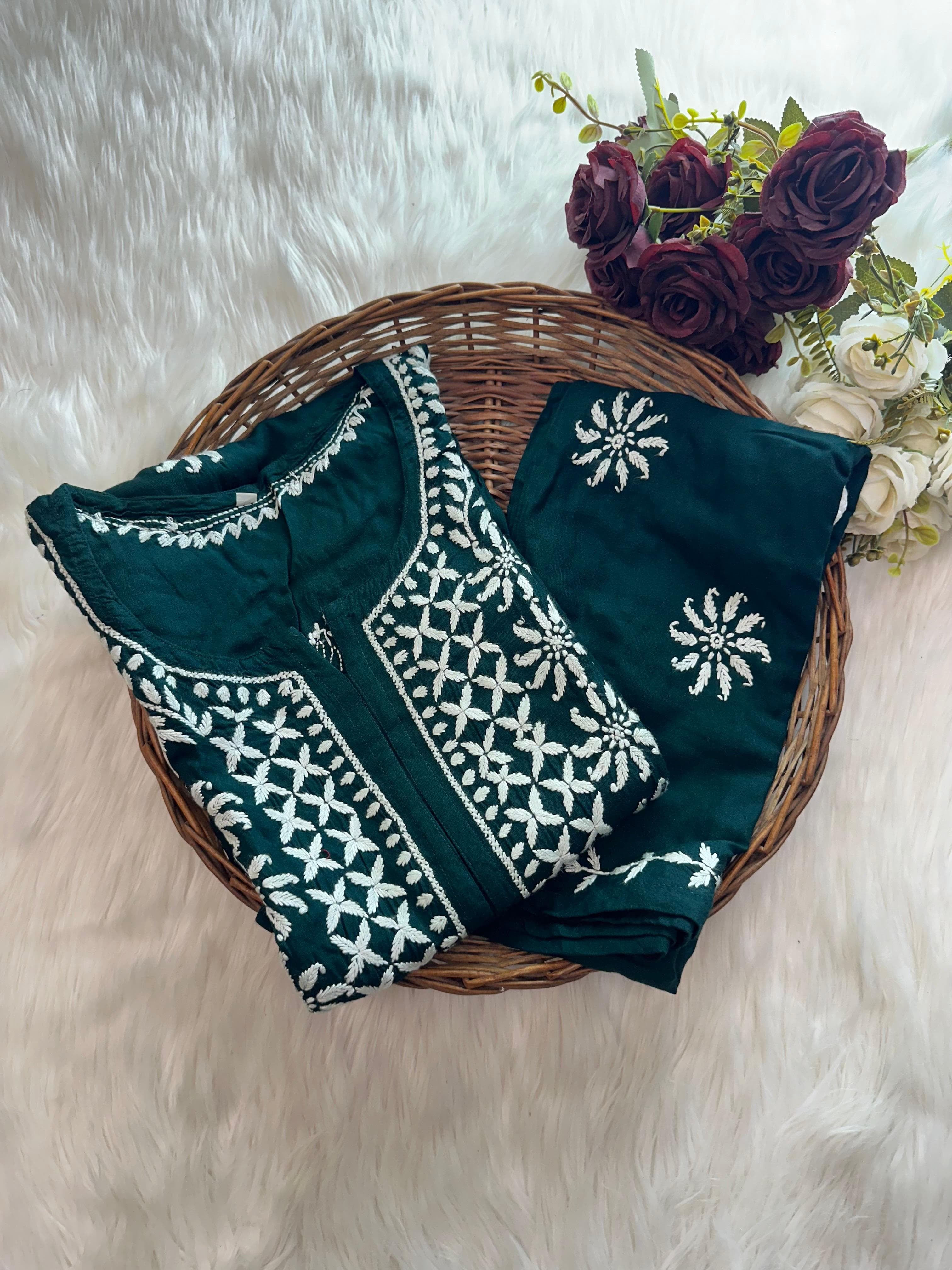 Soft & Stylish Ghaspatti Work kurta Plazzo