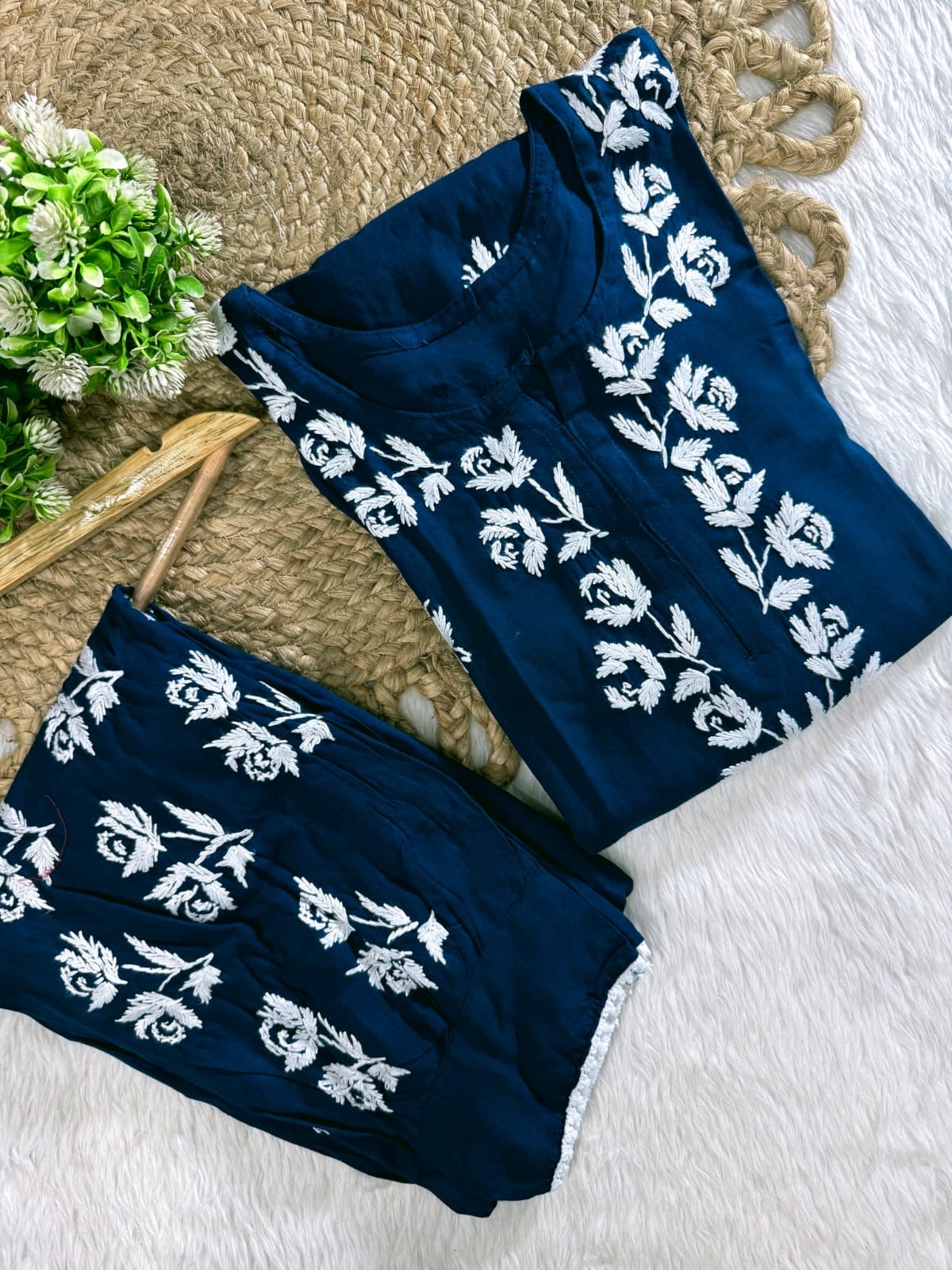 Afghani Concept Heavy embroidery chikankari combo