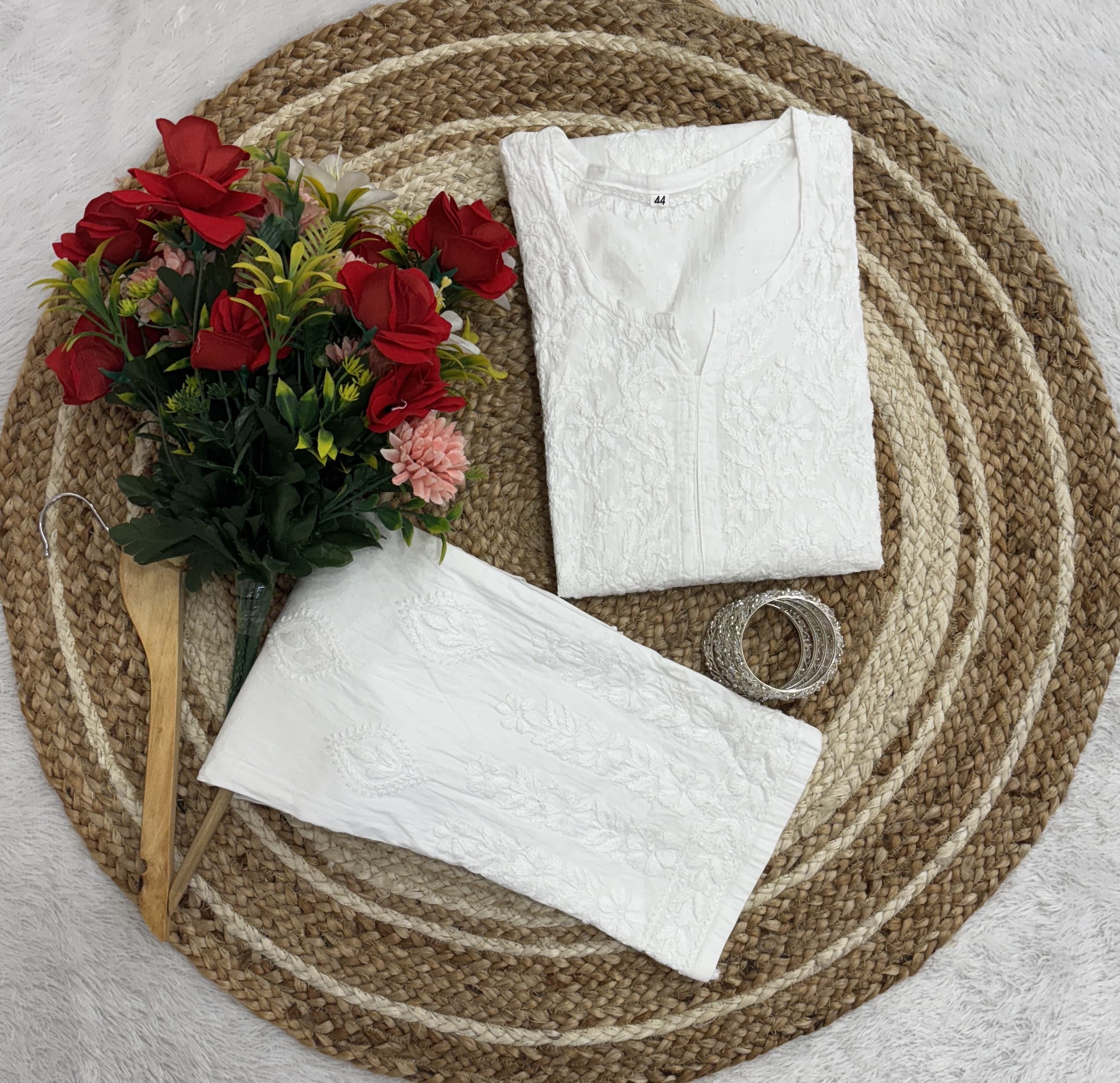 Premium Dobby Cotton Dyeable Dual Shade Kurtas With Free size Pant