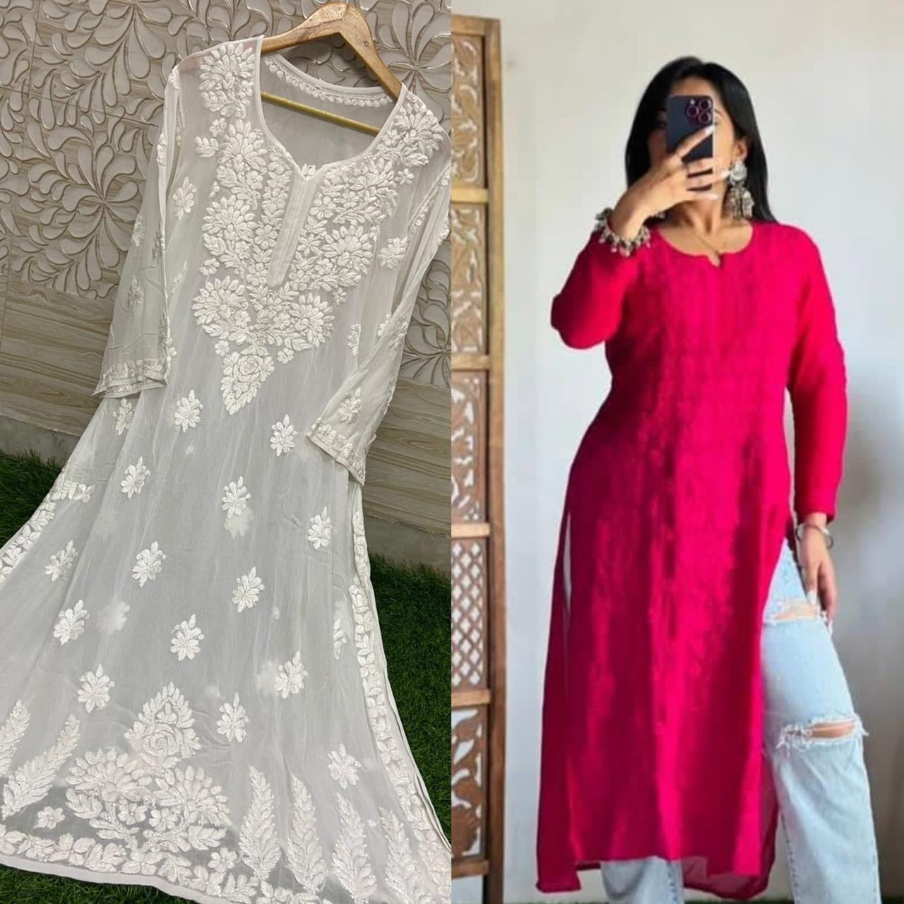 Heavy Viscose Front and Back side Worked Kurta