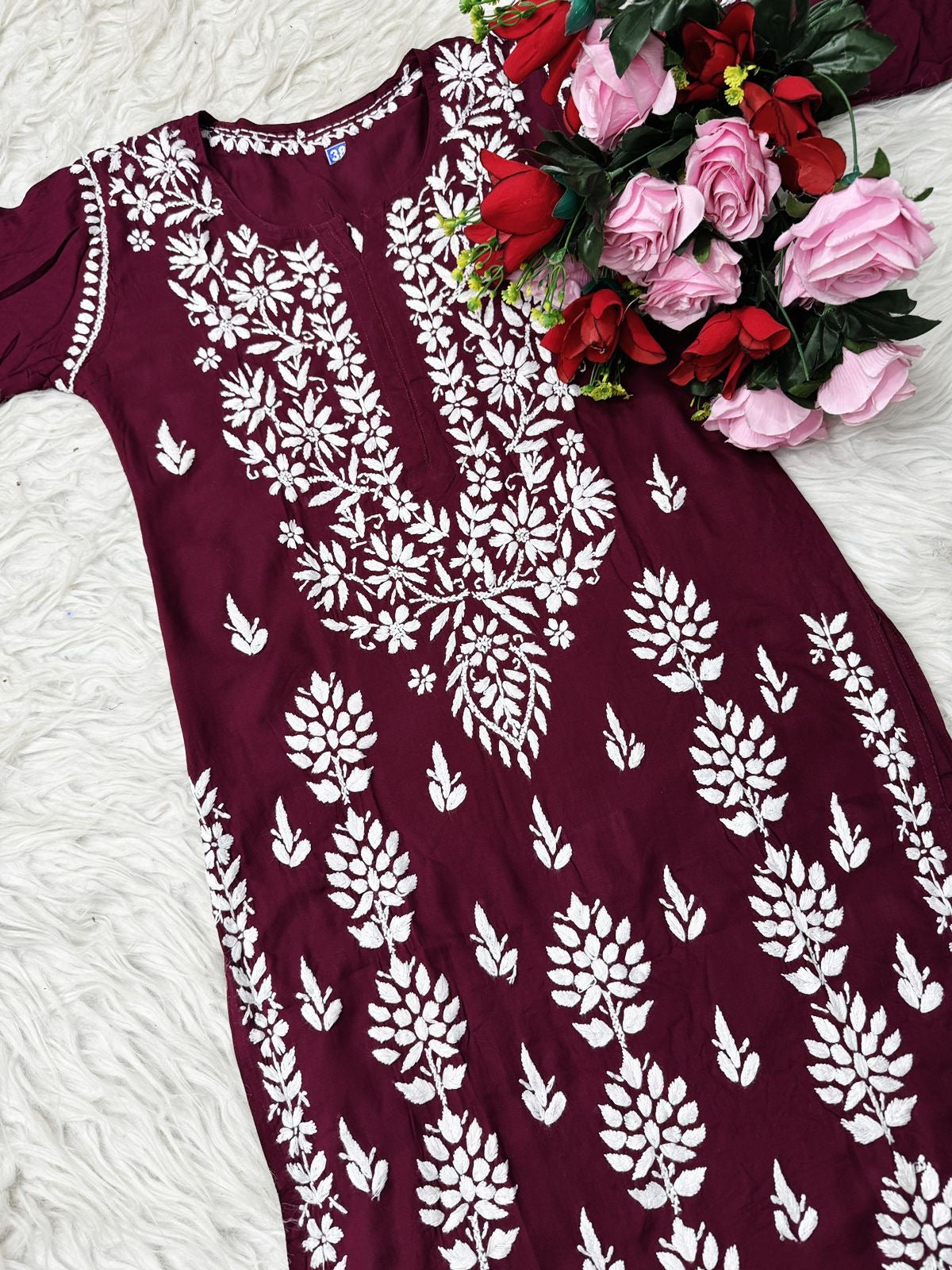 Heavy hand embroidery Modal Cotton Kurta