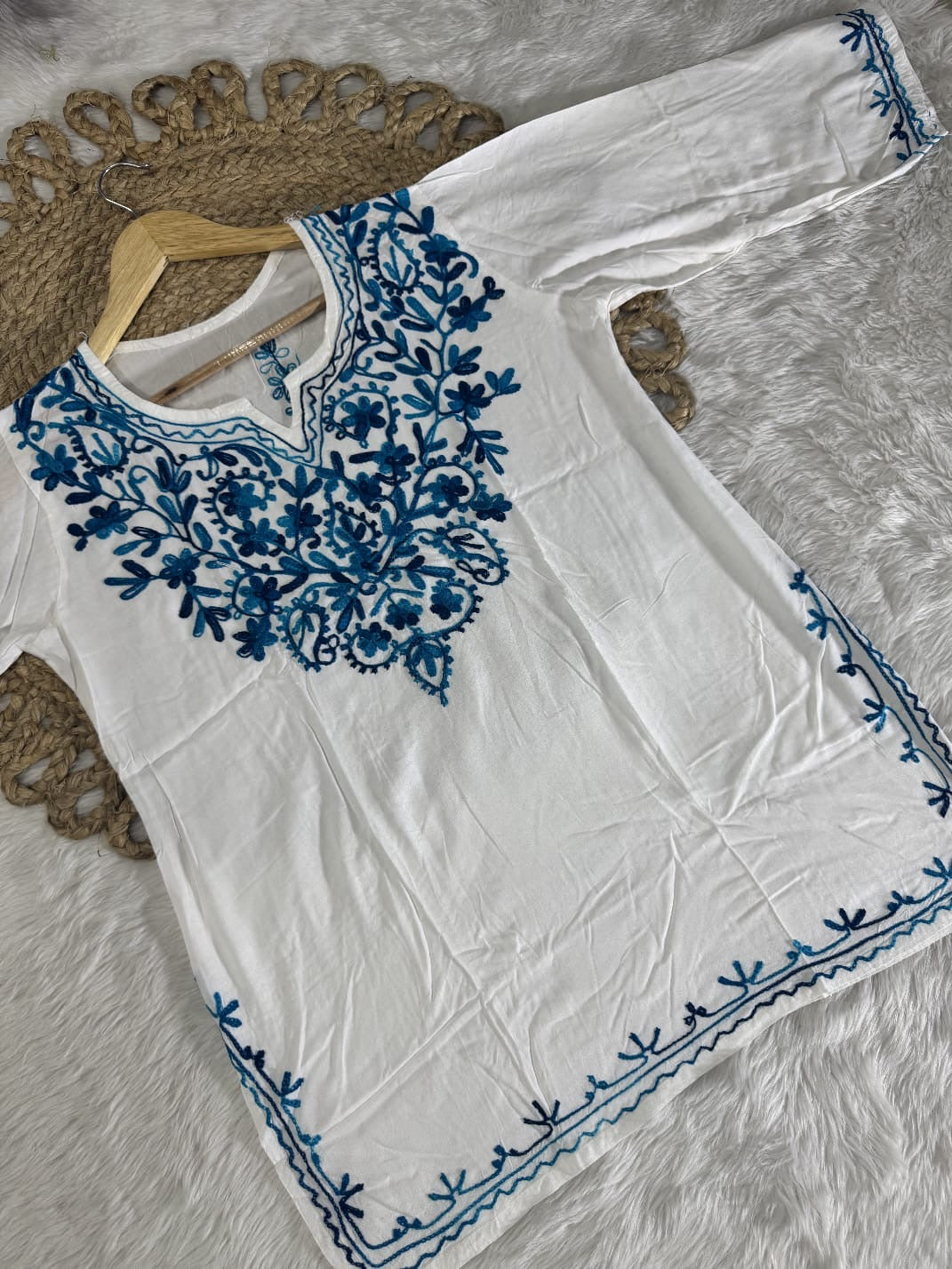 Rayon Ari Work Short Kurta