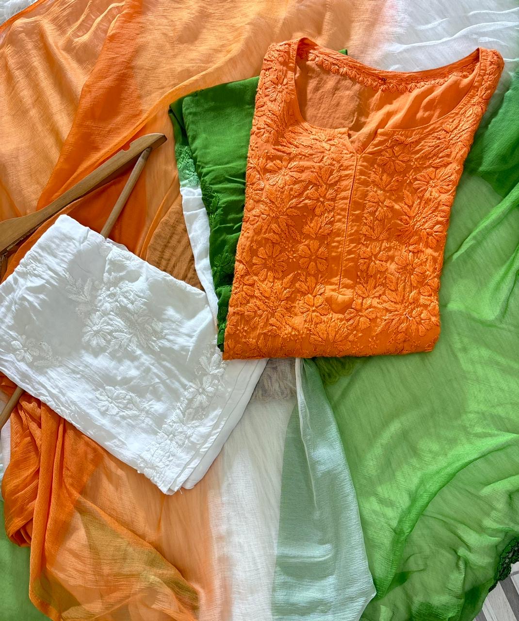 Independence day special Modal plazzo chikankari Set