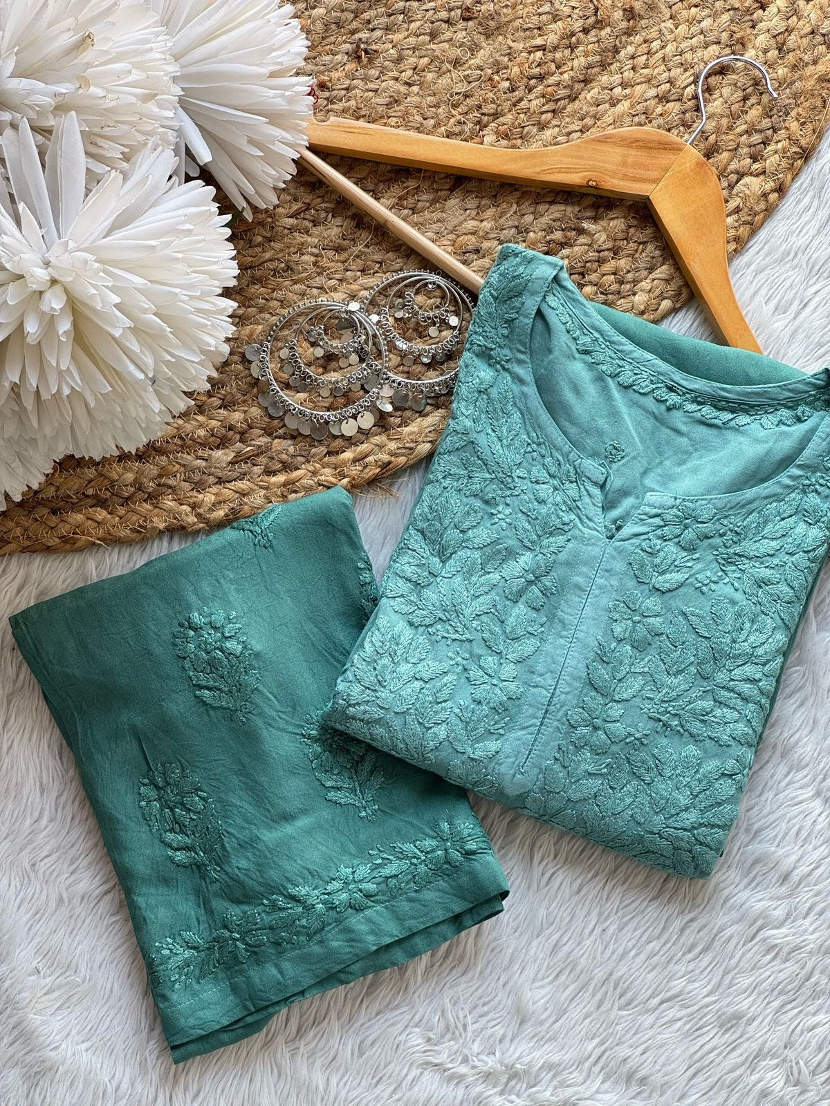 Rangrez Handcraft Embroidered Pastel’s Shades Kurti + Plazzo