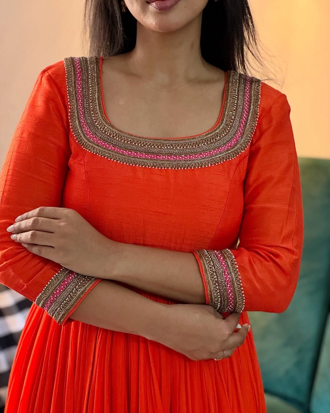 Chinon Gown With beautiful frill embroidery