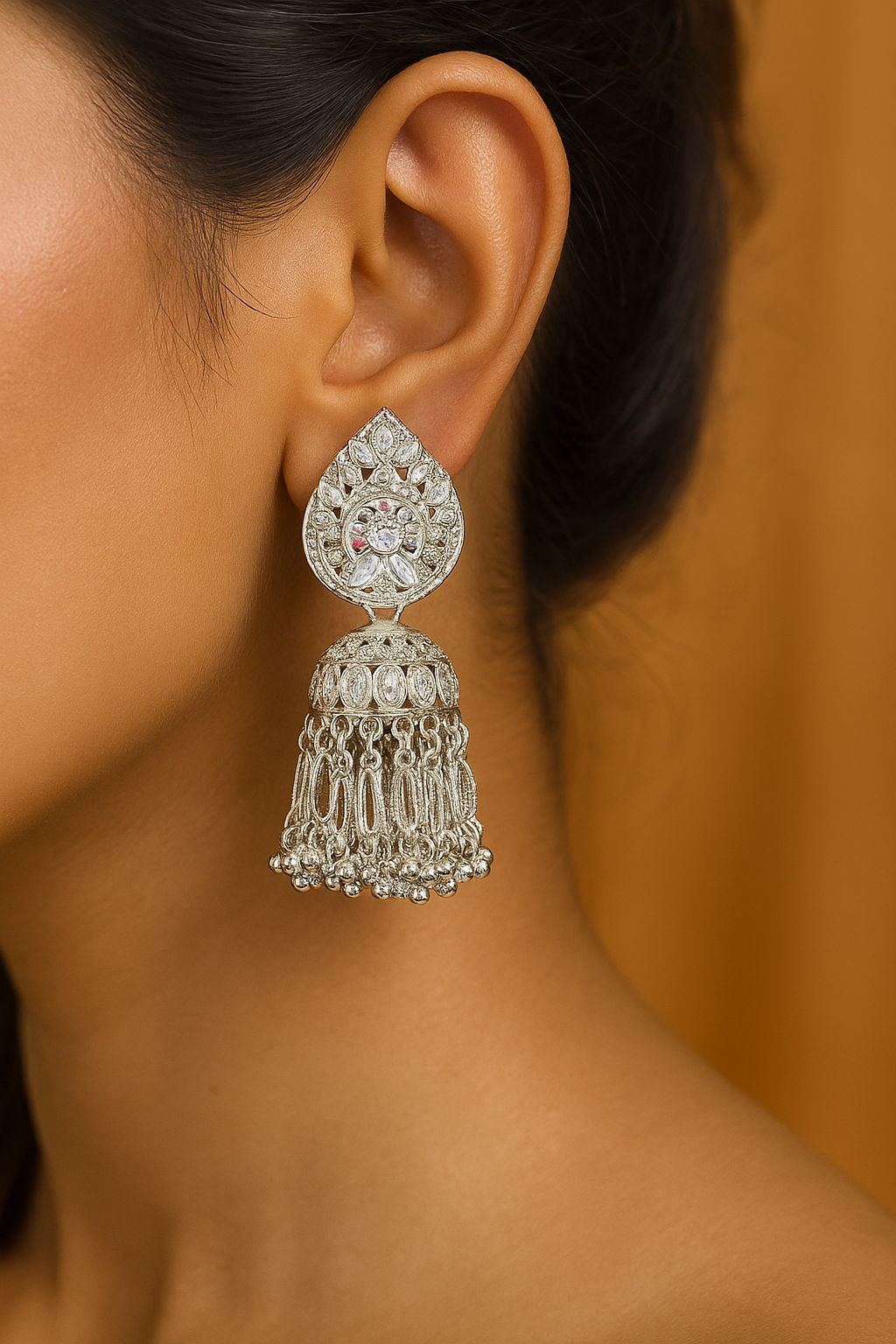White Royal Tassel Jhumkas โ Statement Bridal Edition