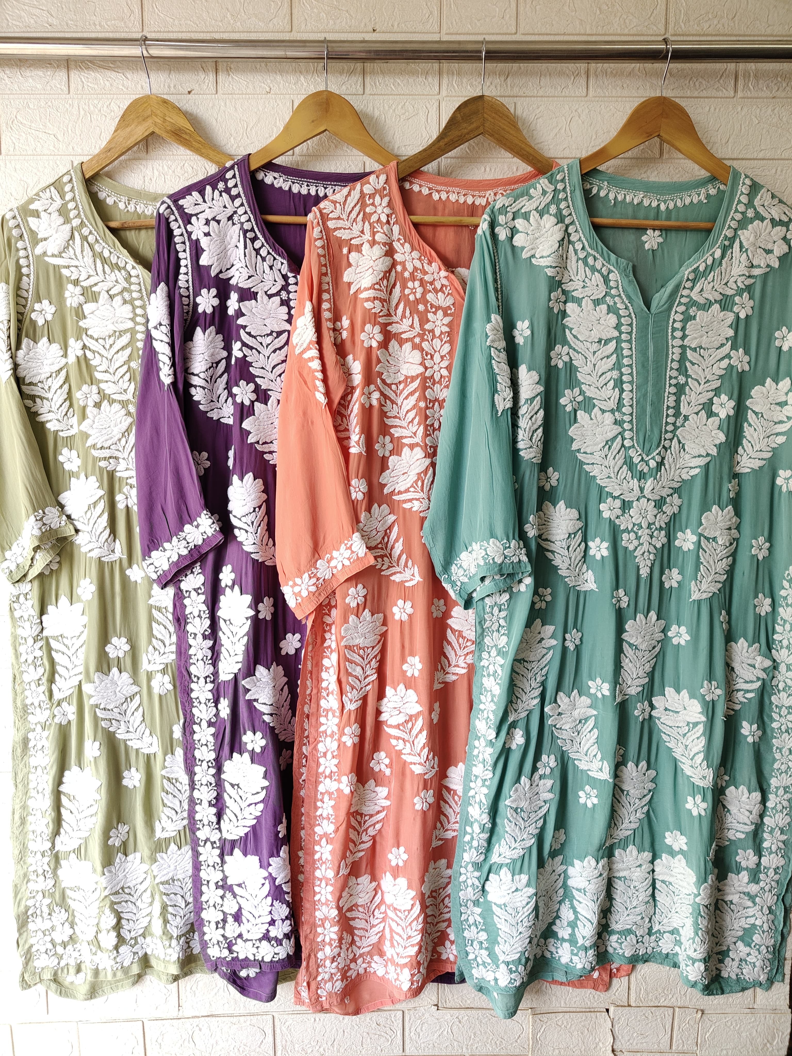 Creepe Silk Heavy work lucknowi Luxury Kurta