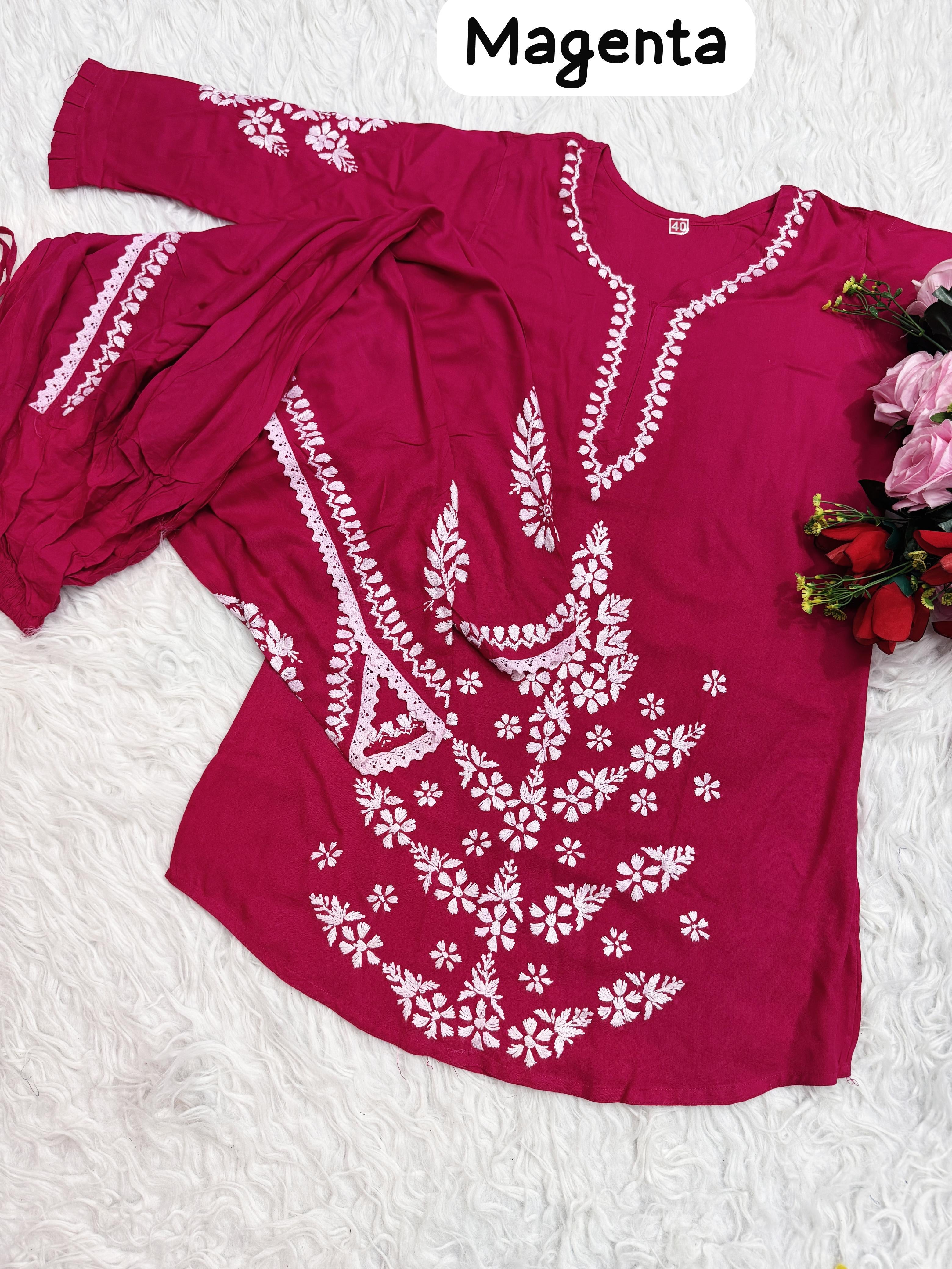 Afghani Pant with kurti Front Daman heavy modal thread work