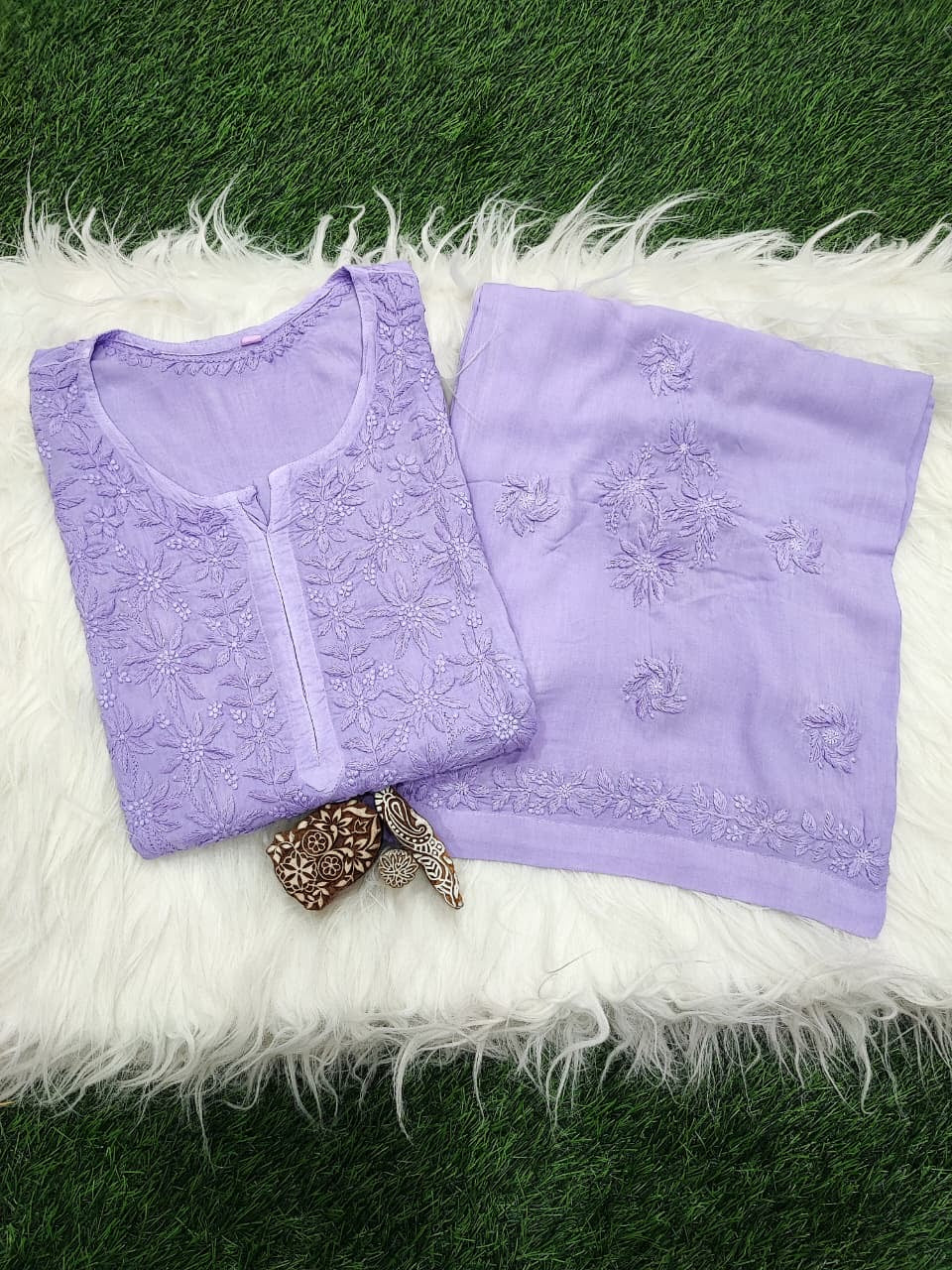 Anaya Rangin Chikankari 3d Work Handworked Set